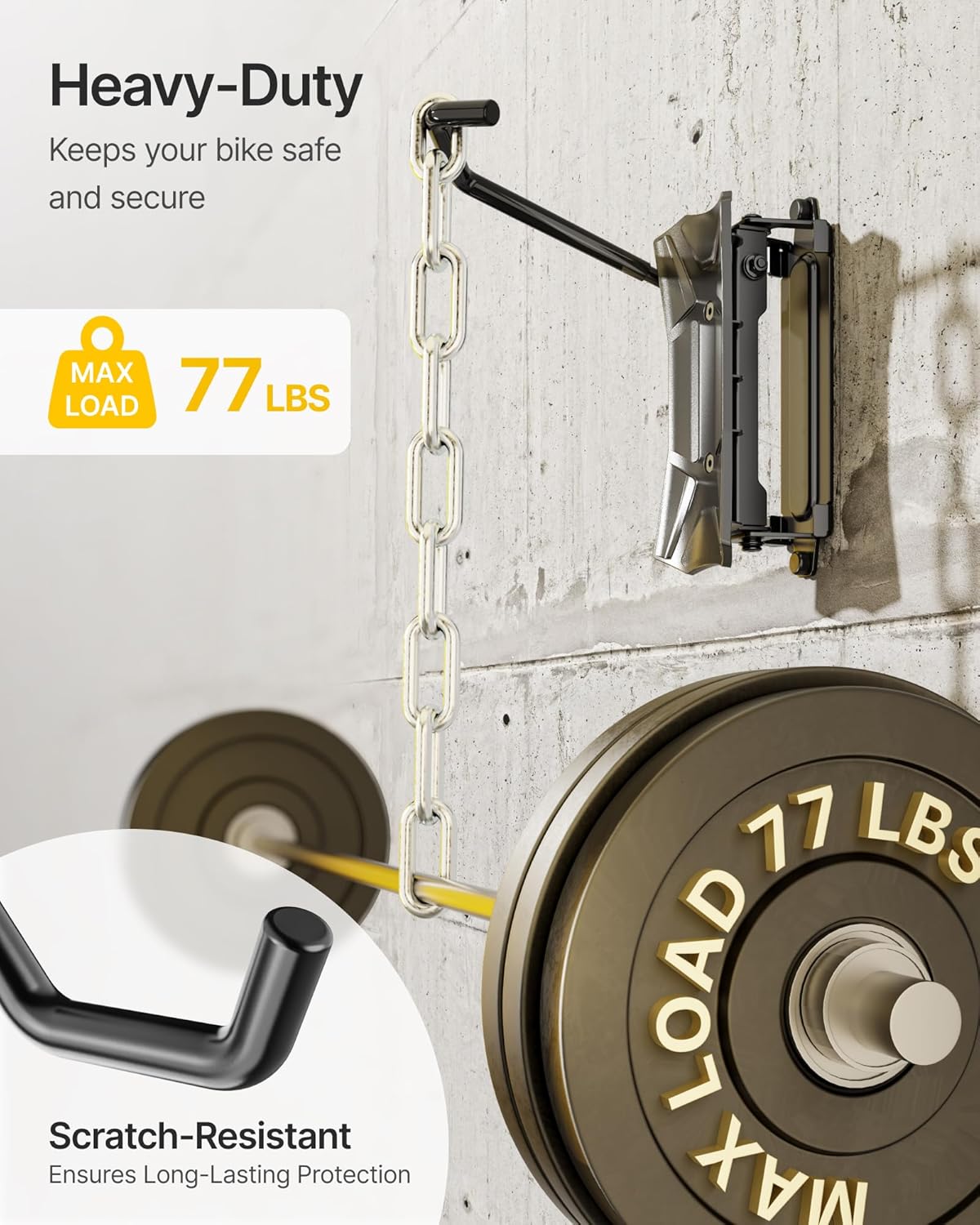 monTEK Bike Wall Mount for 4.5" Tire Width, Swivel Bike Wall Hanger Holds Up to 77lbs, Space-Saving Bike Rack Garage, Heavy Duty Bike Storage for Bedroom Home Office, 1 Pack