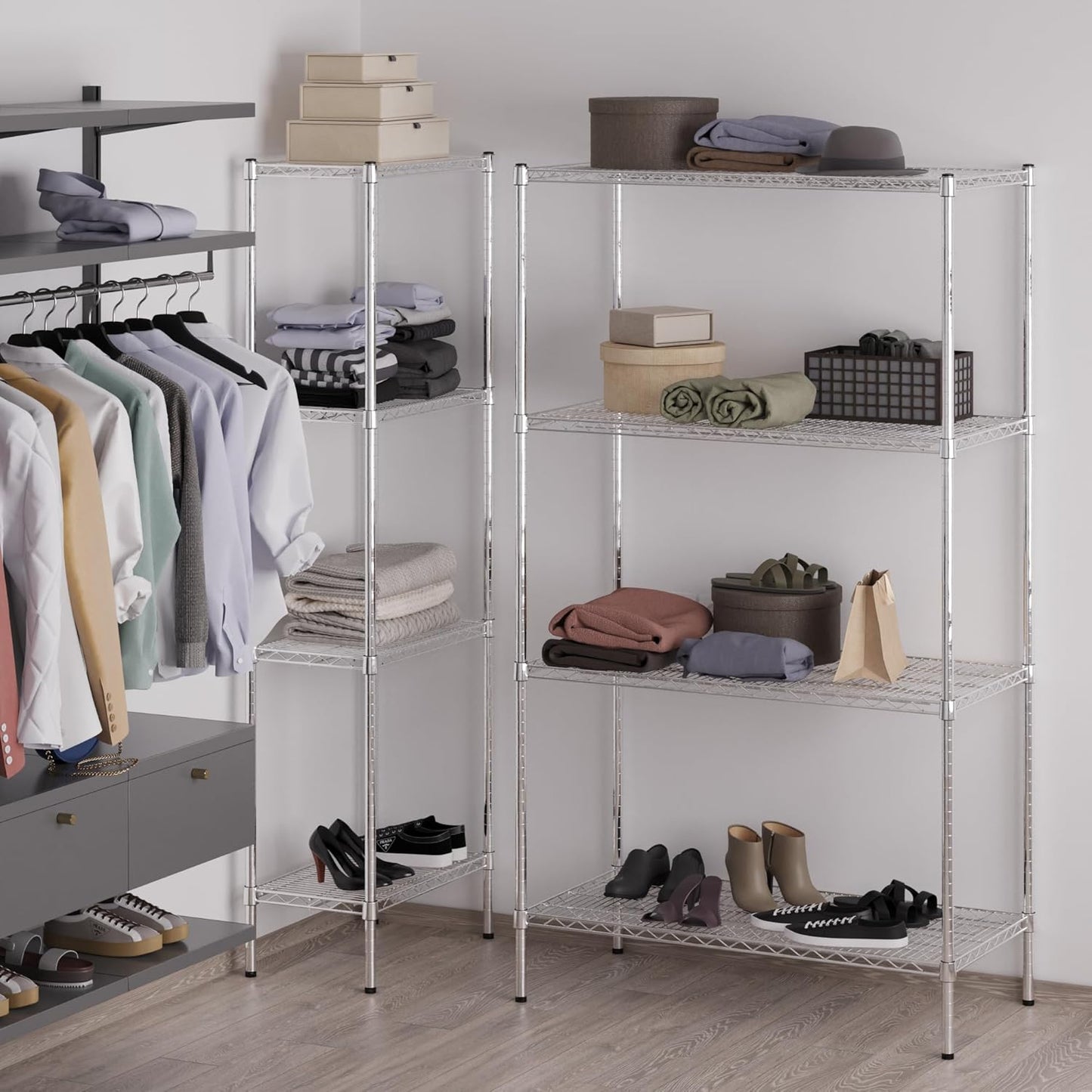 21" Deep x 42" Wide x 74" Height Wire Shelving Kit | 4-Tier | NSF Commercial Storage Rack Unit