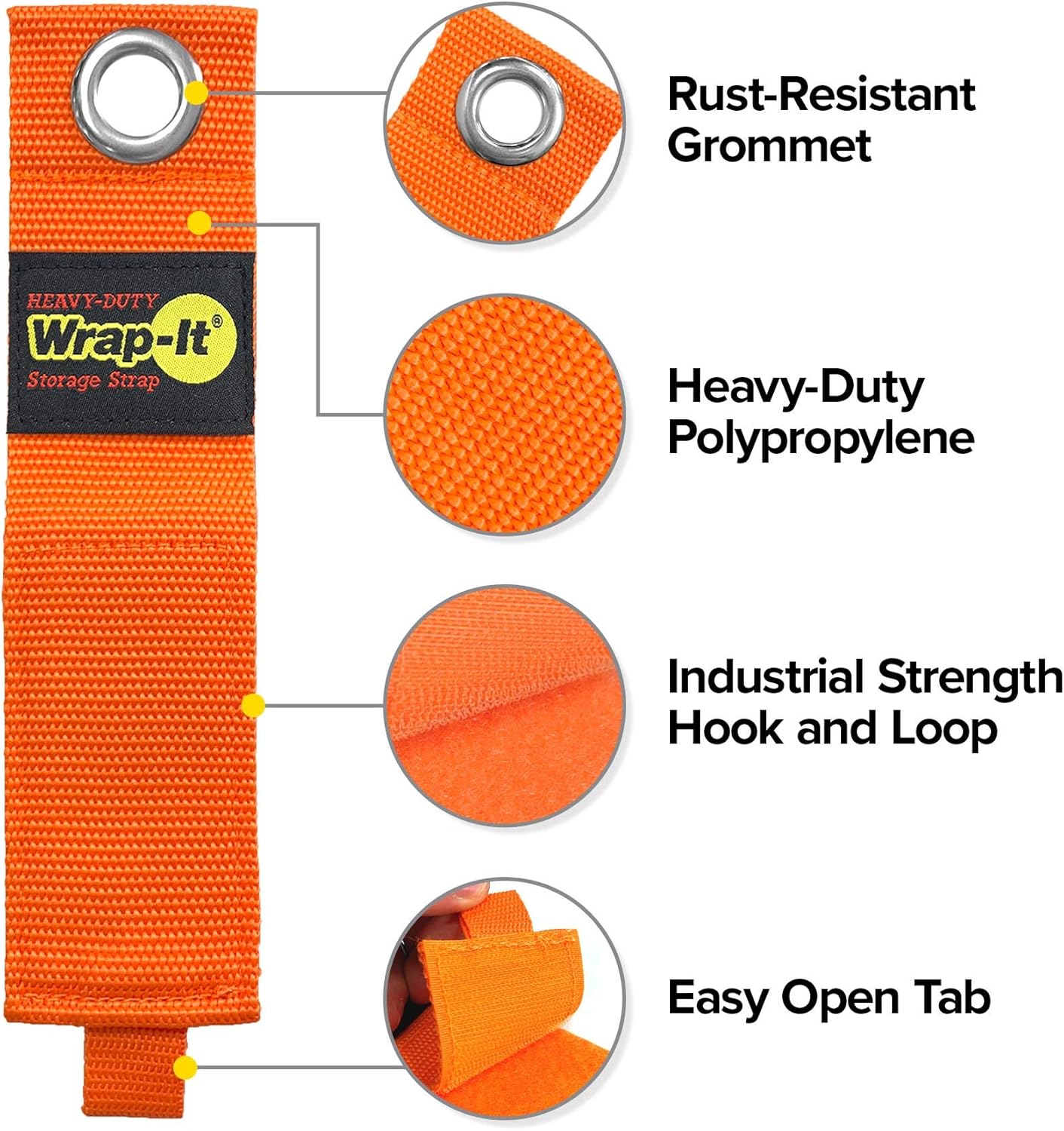 Heavy-Duty Wrap-It Storage Straps (Assorted 6-Pack), Blaze Orange - Garage Organizer and Extension Cord Hanger and Electric Cord Organizers for Garage Gadgets