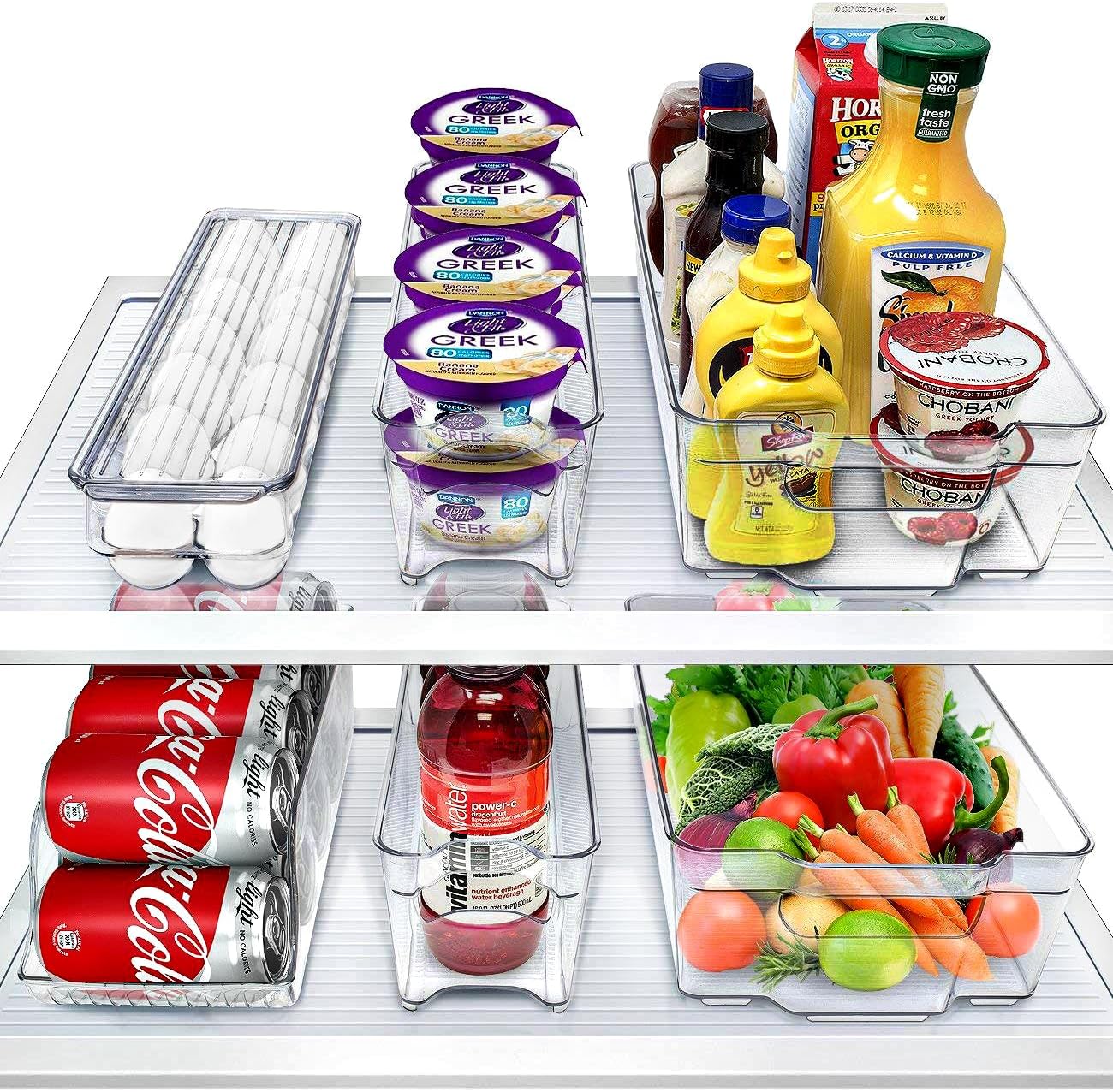 Sorbus Fridge Bins and Freezer Bins Refrigerator Organizer Stackable Food Storage Containers BPA-Free Drawer Organizers for Refrigerator Freezer and Pantry