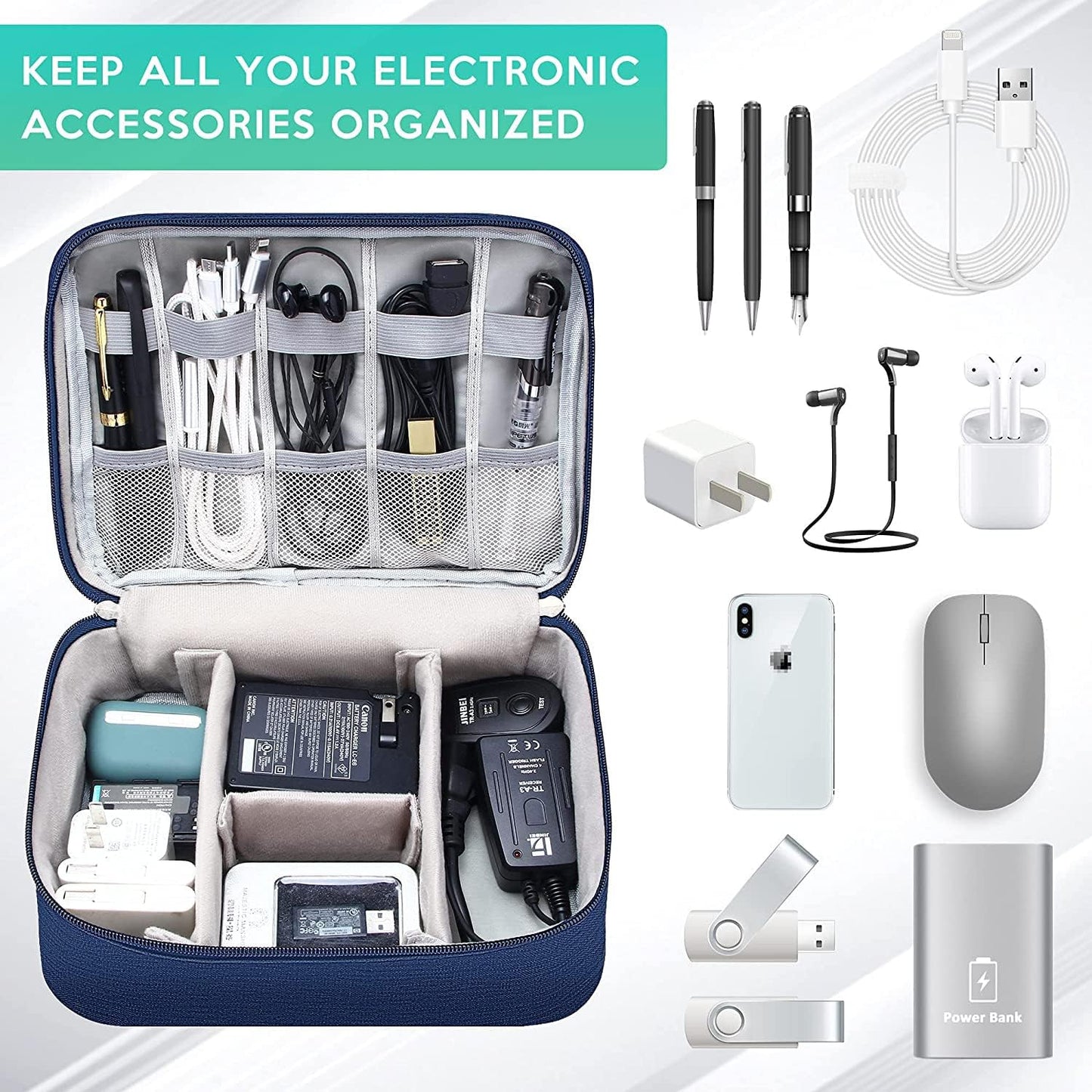 Electronics Organizer Travel Cable Organizer Bag Waterproof Portable Digital Storage Bag Electronic Accessories Case Cable Charger Organizer Case