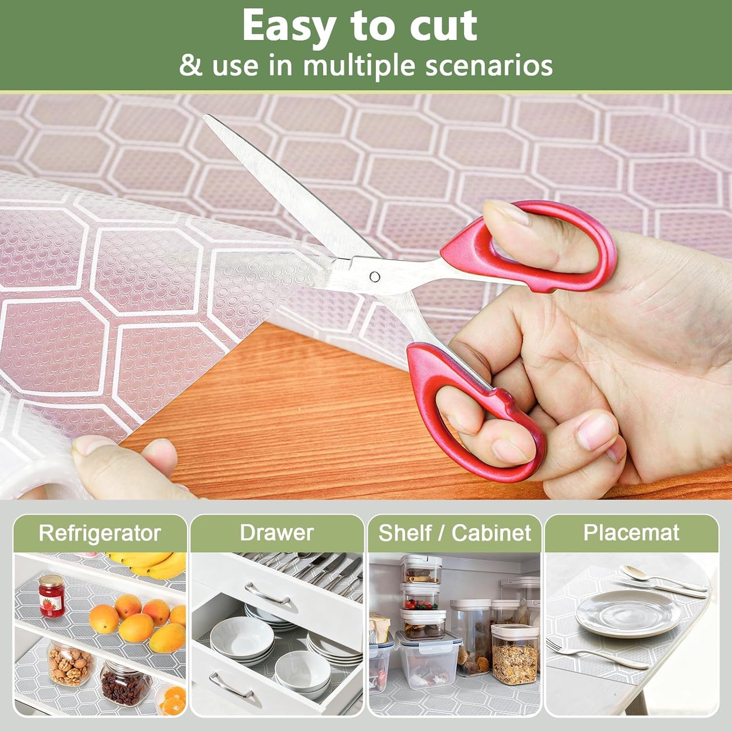 Shelf Liner, Refragerator Drawer Liners for Kitchen Cabinets, Waterproof Bathroom Sink Mat No Slip Cupboard Liners Non Adhesive Fridge Liner Roll - Clear 17.5"×118"