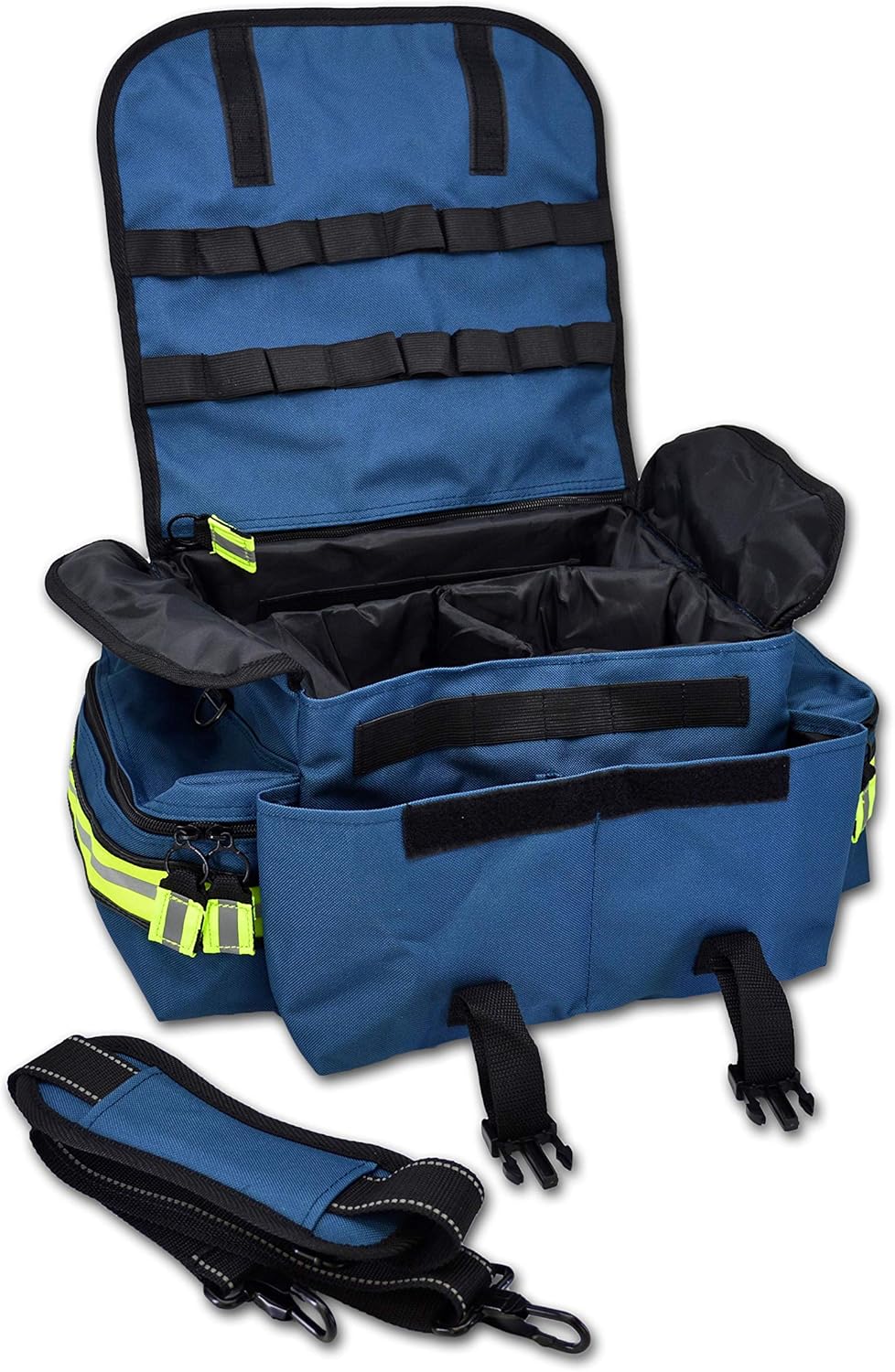 Lightning X Personalized First Responder EMT EMS Trauma Bag w/Stocked First Aid Fill Kit B & Custom Embroidered Name Patch (Blue)