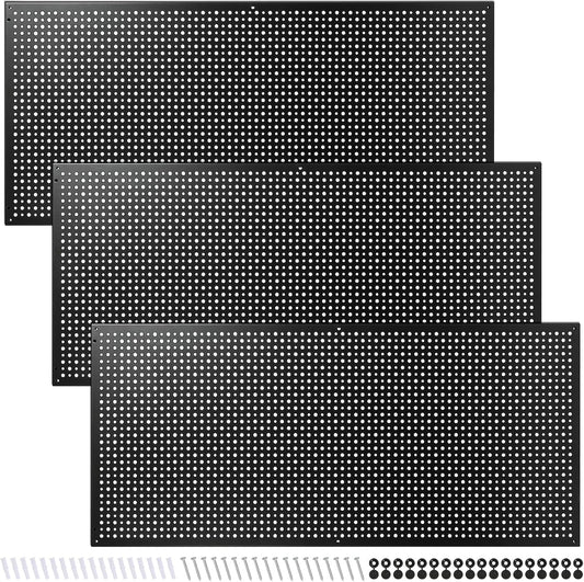 Peg Board, 3 Pack 16-Inch X 36-Inch Heavy Duty Steel Pegboard,Heavy Duty Black Pegboard for Walls, Garage, Workbench, Craft Room Tool Organization, Metal Pegboard Panels(Black)