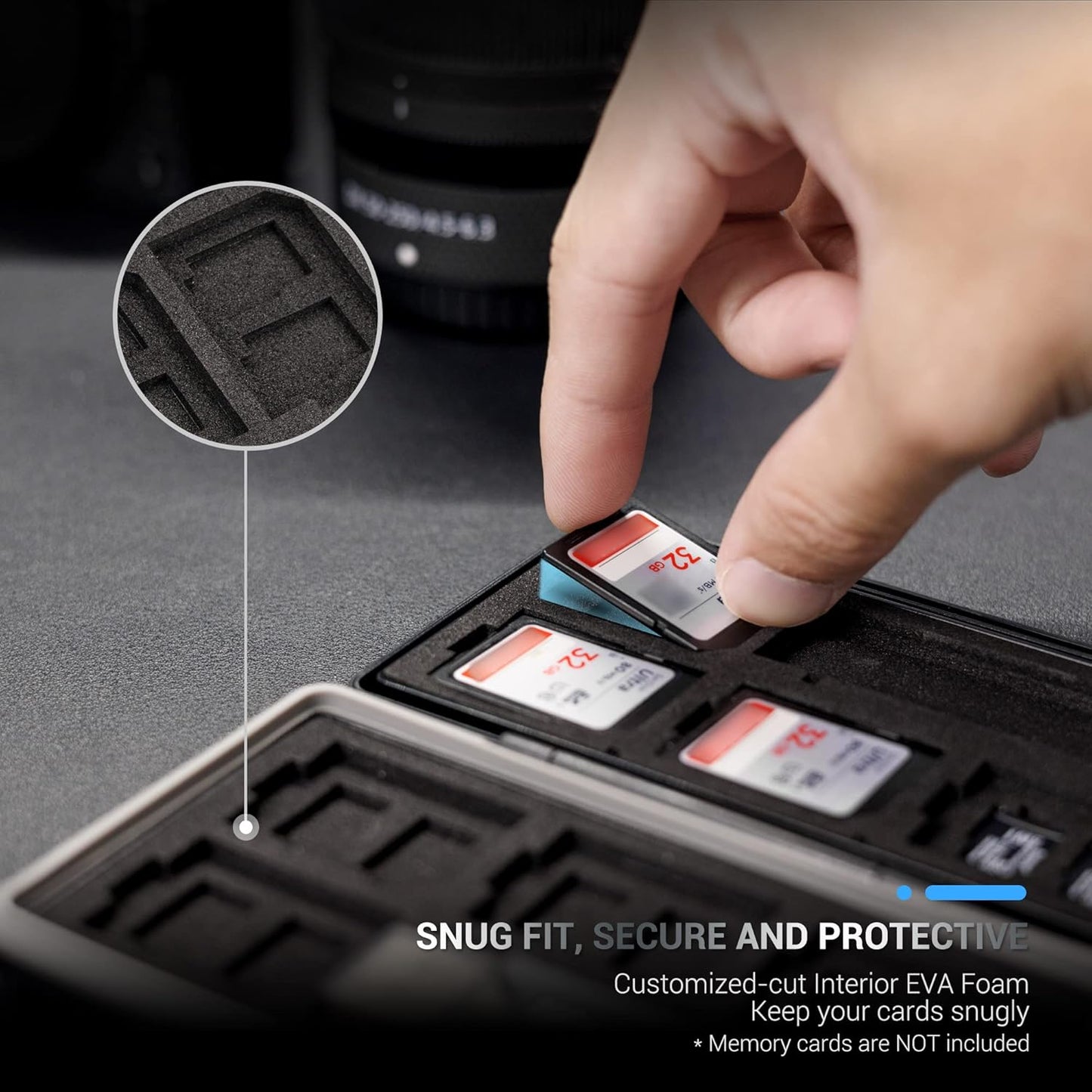 24 Slots Memory Card Case Holder for 16 Micro SD Cards, 8 SD Cards, Includes a 3 in 1 Type C USB 3.0 Micro USB 2.0 Memory Card Reader, Water-Resistant Anti-Shock
