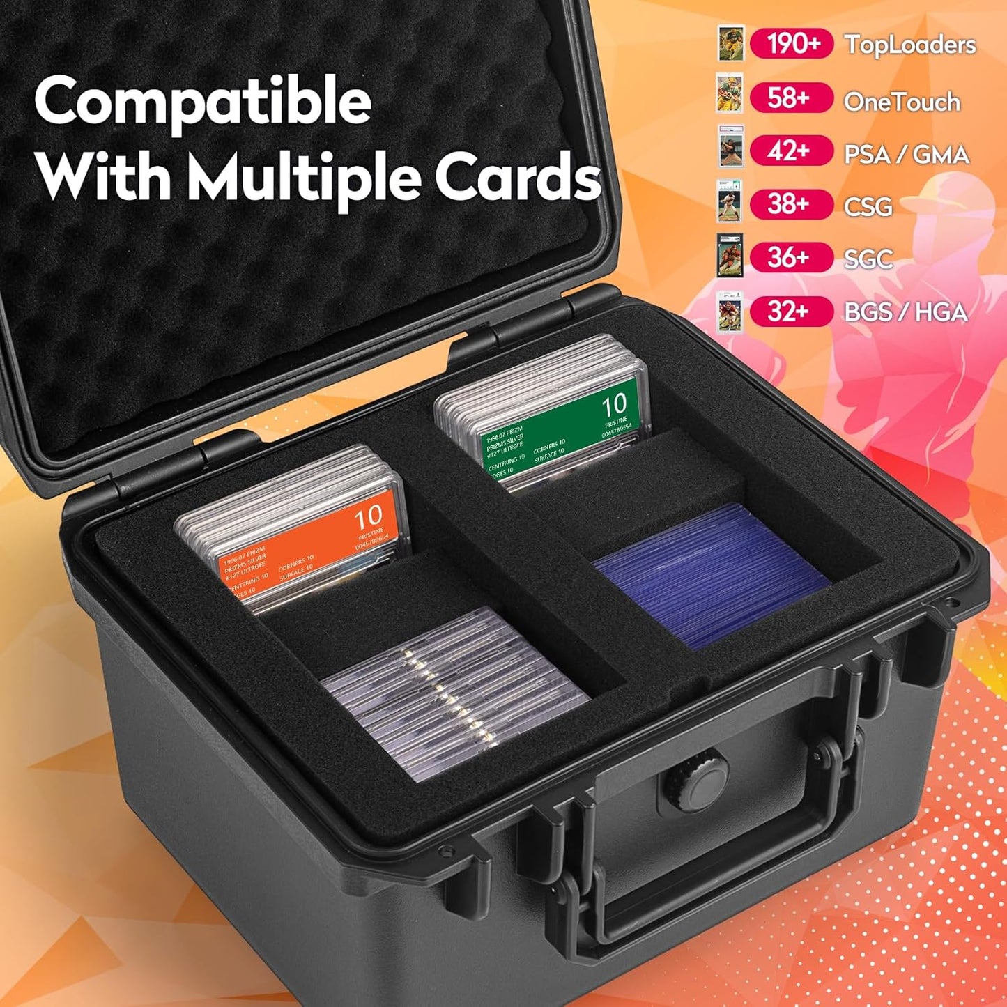 Graded Card Storage Box, Top Loaders Storage Case, Sports Trading Card Box, Cards Slab Case PSA MTG CSG SGC One Touch Magnetic Card Holder, Waterproof Carrying Collector Boxes