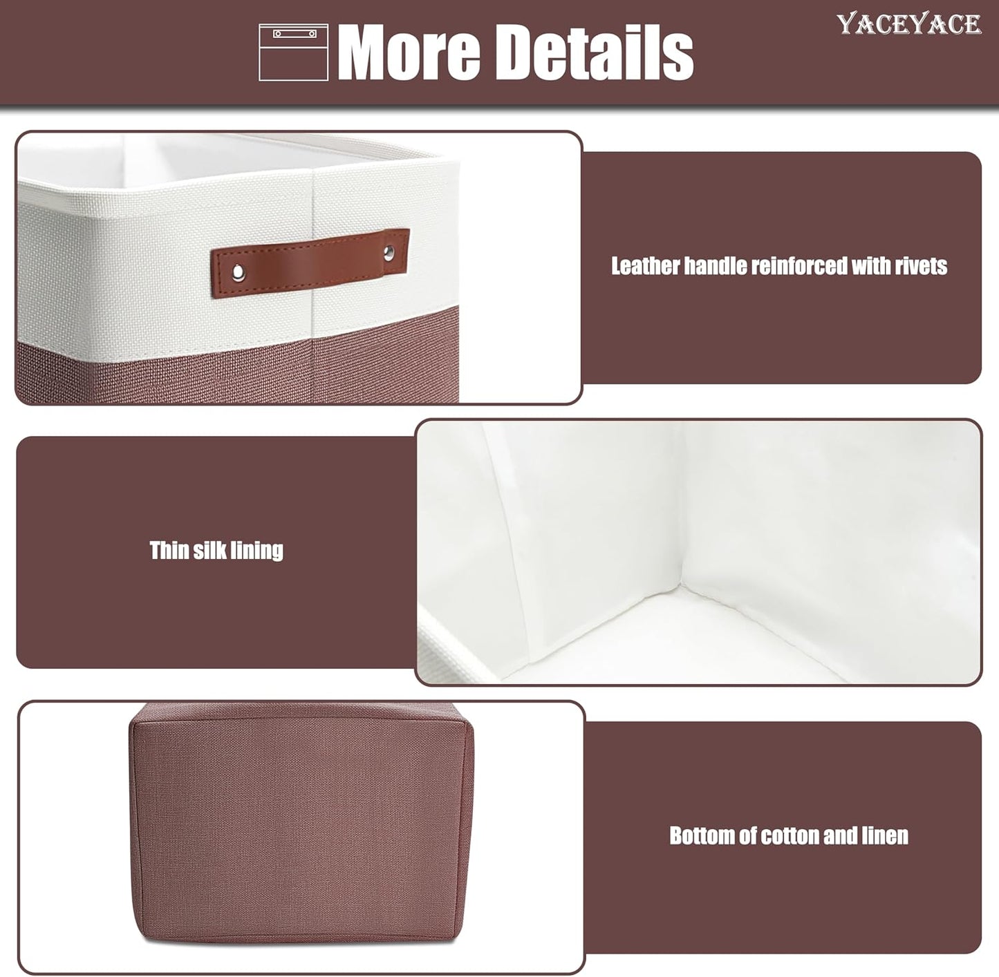 Storage Baskets for Shelves, 4 Pack Storage Bins for Cloth,Toy, Linen Fabric Foldable Basket with Handles, Home Organizing, Decorative