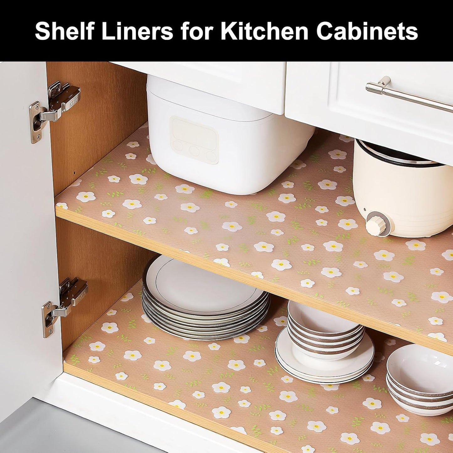 Cooyes Shelf Liner – Premium Non-Adhesive Cabinet & Drawer Liner for Kitchen – Waterproof Shelf Paper with Modern Pattern – Durable EVA Cabinet Mat – Easy to Cut （23.6" W x 360" L）
