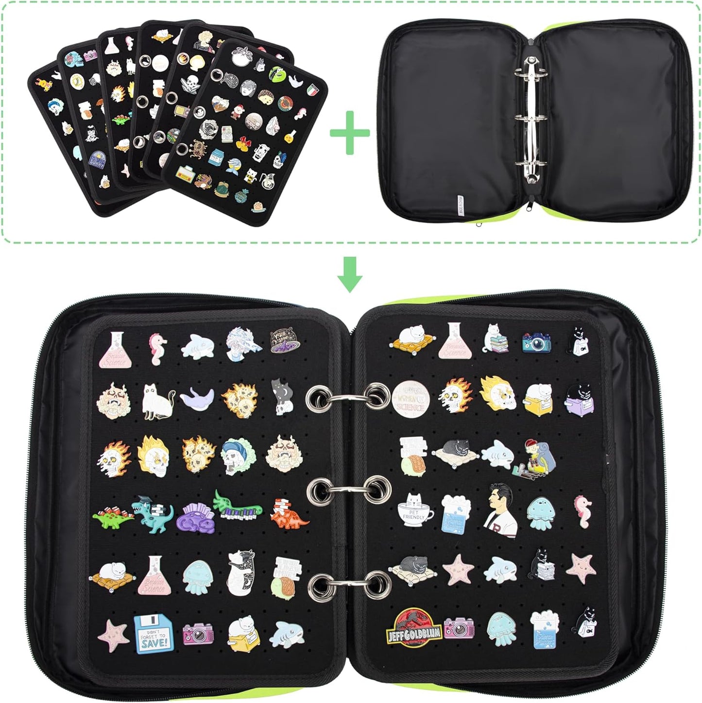 Enamel Pin Display Pages Pin Carrying Case, Pins Collection Storage Organizer Case, Travel Brooch Pin Display Bag (Pins Not Included)