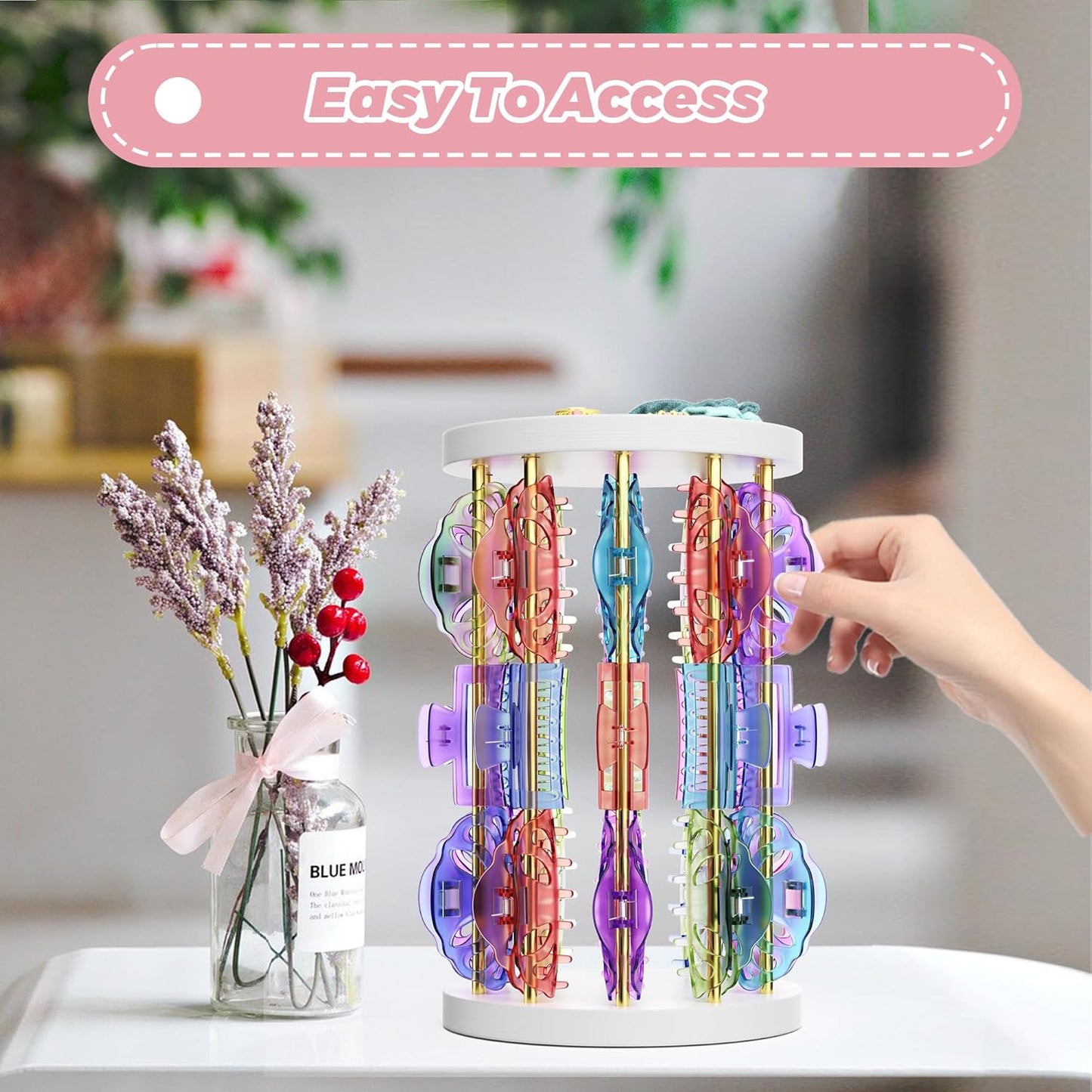 Metal Claw Clip Organizer Holder, Hair Clip Storage for Women, Hair Accessories Organizer Display Stand, Hair Claw Clip Holder for Bedroom Bathroom College Dorm Room Decor (Gold)