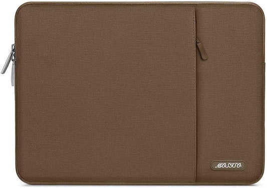 MOSISO Laptop Case 13.3 inch, 13-13.3 inch Laptop Sleeve Compatible with MacBook Air/Pro 13/Pro 14 M5 M4 M3 M2 M1, HP Dell ASUS Lenovo,Polyester Vertical Computer Sleeve Bag with Pocket, Light Brown