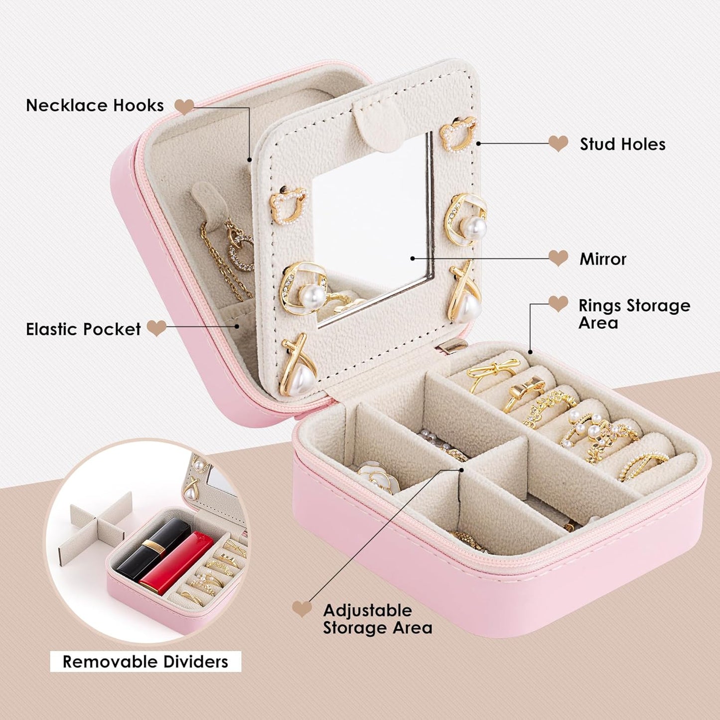 Birthday Gifts For Women, Initial Jewelry Box, Travel Jewelry Case, Gifts for Wife Girlfriend, Small Travel Jewelry Organizer, Gift for Girls, Graduation Gifts for Her, Bridesmaid Gifts