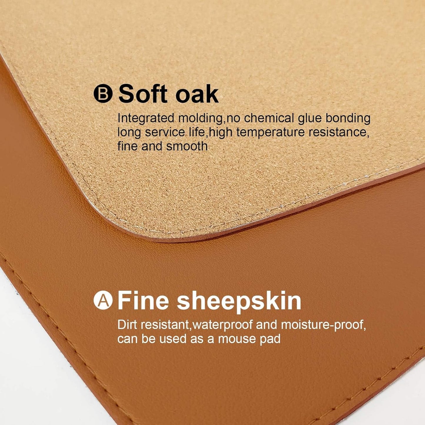 DAWNTREES Dual Sided Desk Mat,Leather Desk Pad,Brown Cork Desk Mat Protector,with PU Leather Valet Tray Organizer,Large Mouse Pad,Desk Writing Pad for Office and Home(31.5"x15.8")