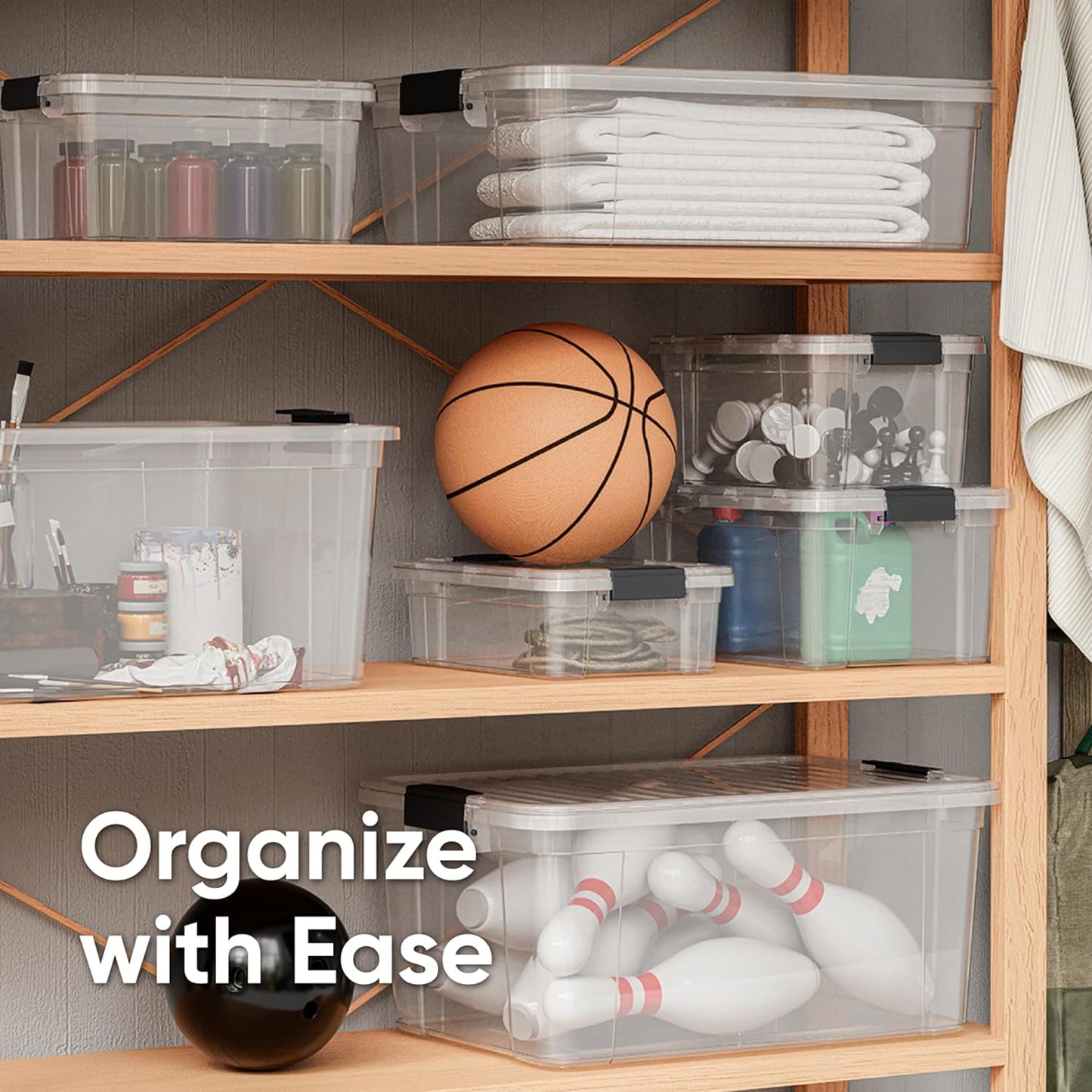 Superio Storage Bins with Lids- 8 Pack, 7.4 Qt Clear Boxes for Organizing, Stackable Plastic Containers- BPA Free, Non-Toxic, Odor Free, Organizer for Home, Office, Dorm
