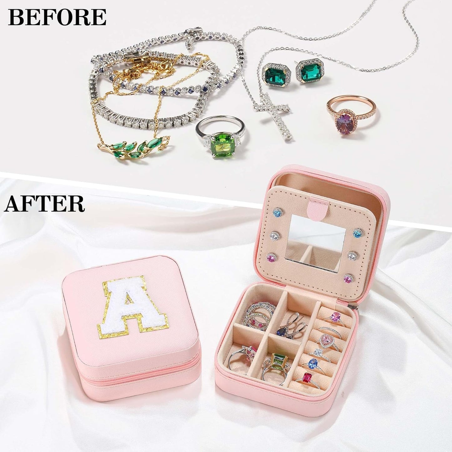 Parima Christmas Gifts for Girls - Jewelry Box for Girls Fashion, Travel Jewelry Case Jewelry Organizer Box for Teen Girls Gifts | Birthday Gifts Christmas Gifts - Letter G, Pink