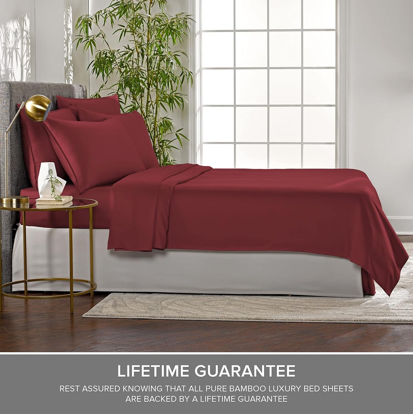 King Pillowcases by Pure Bamboo, Genuine 100% Organic Viscose Derived from Bamboo, Luxuriously Soft & Cooling, Double Stitching, Envelope Closure (2 King Pillowcases, Merlot)