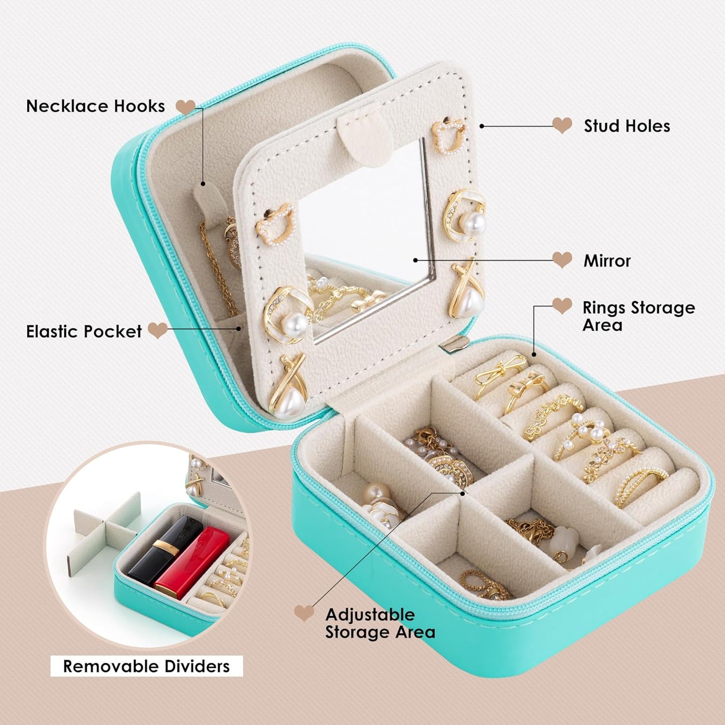 Birthday Gifts For Women - Initial Jewelry Box & Travel Case, Gifts for Wife, Girlfriend, Bridesmaid