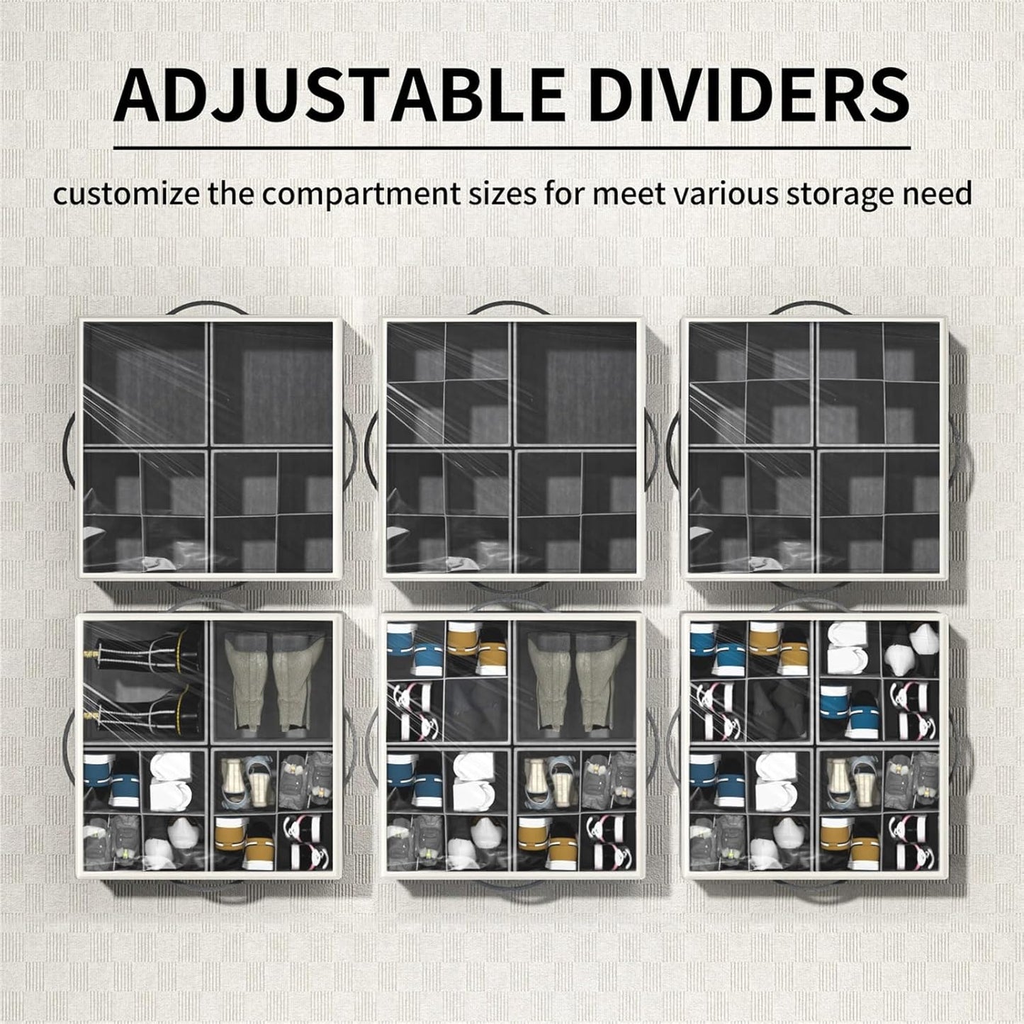 Aokeyee Shoe Organizer for Closet,2 Pack Foldable Shoe Storage Organizer Box Bin with Adjustable Dividers and Clear Cover, Fits up to 16-32 Pairs