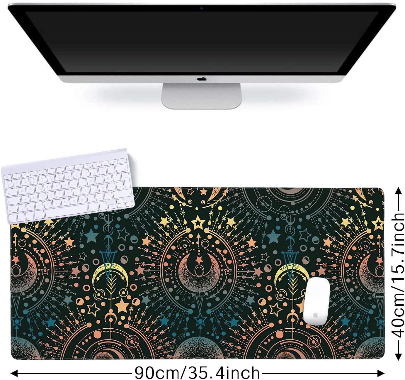Alchemy Magical Astrology Gaming Mouse Pad XXL Large Desk Mouse Pad Keyboard Mat with Stitched Edges Waterproof Non-Slip Desk Mat for Laptop,Keyboard,Computer 35.4 * 15.7 Inch