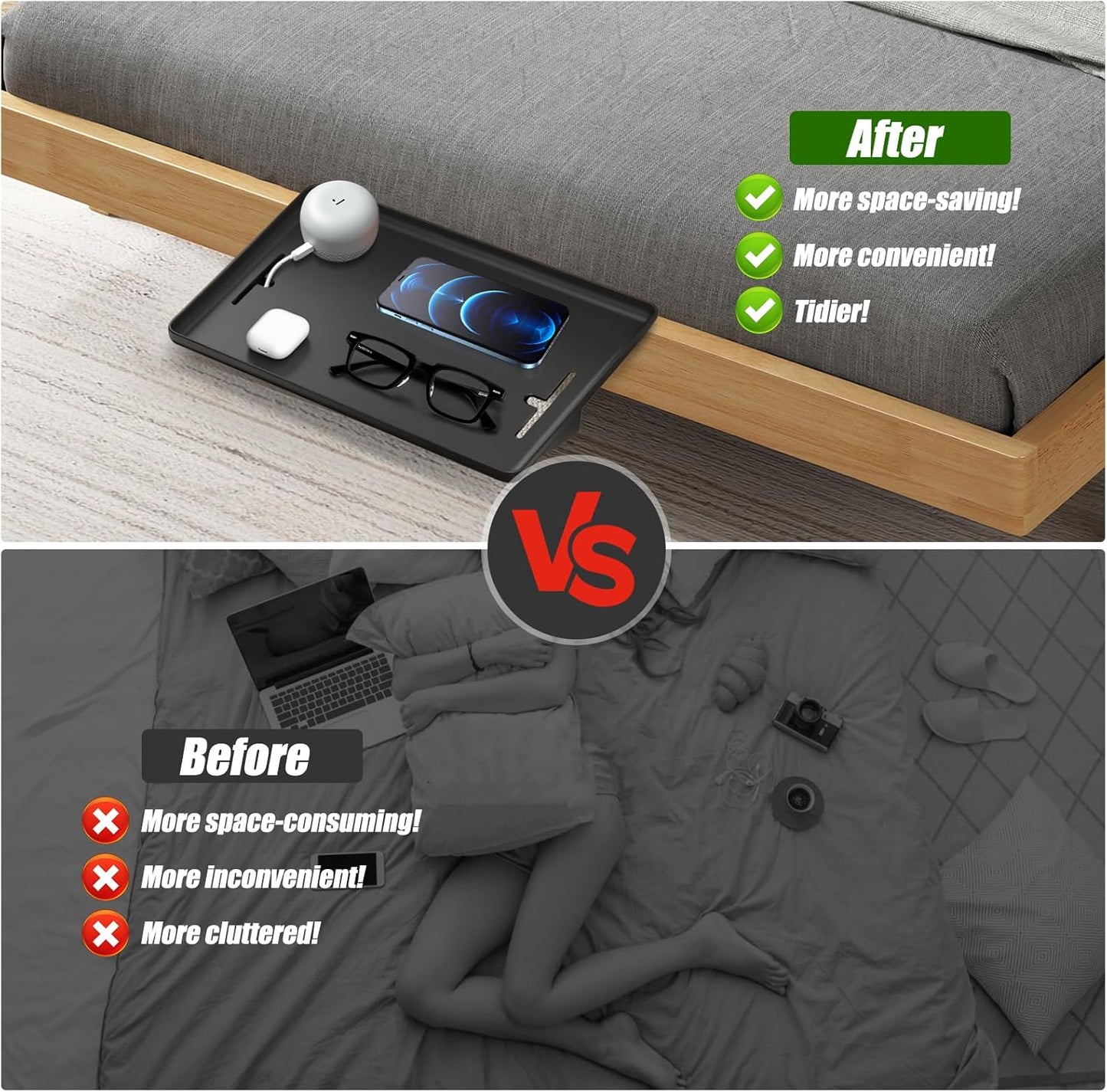 Bedside Table College Dorm Room Essentials Clip On Nightstand Floating Bed Side Table for Bunk Bed Top Bunk - Send Goods from Local Warehous