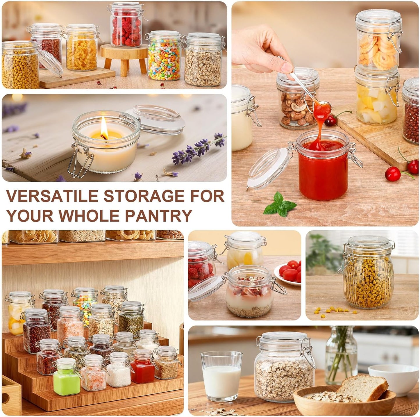 12 Pack Spice Jars, 8 oz Glass Containers with Airtight Lids, Small Herb Jars with Labels for Kitchen Storage