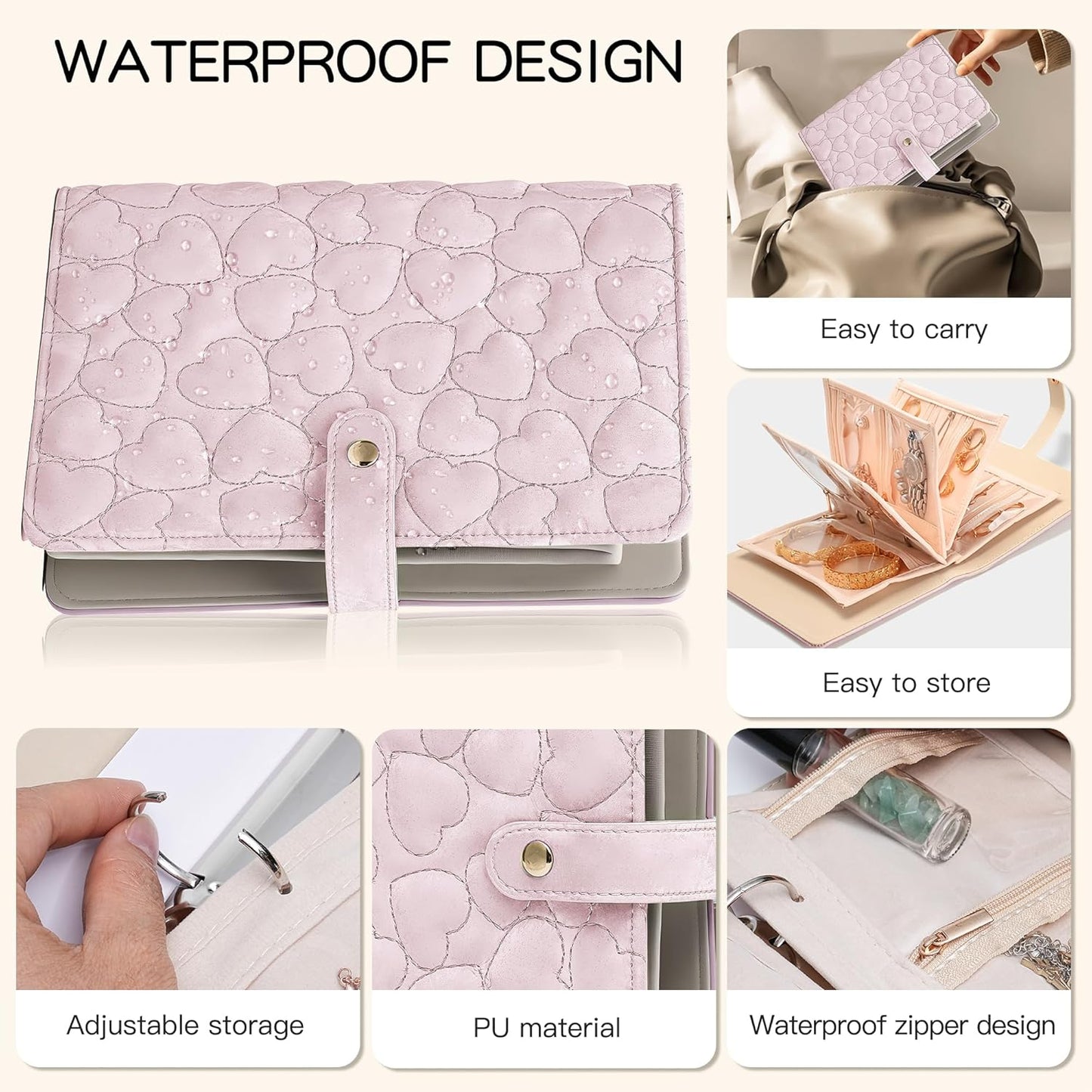 Travel Jewelry Organizer Case,Jewelry Storage Roll Bag for Women,Tangle-Free Portable Storage for Necklaces & Earrings/Rings/Bracelets,Jewelry Storage Book, Waterproof Organizer Bag