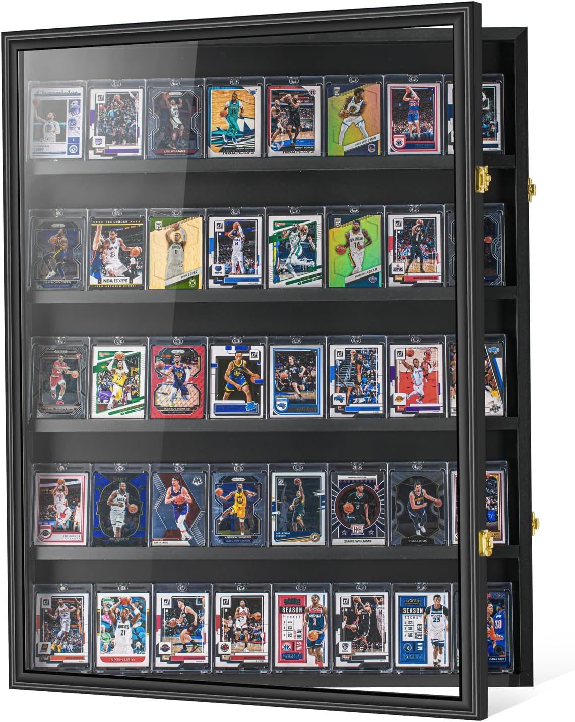 40 Graded Sport Card Display Case XL Baseball Card Display Case Wooden Wall Cabinet for Basketball Football Hockey Trading Cards Display Collectibles Souvenirs