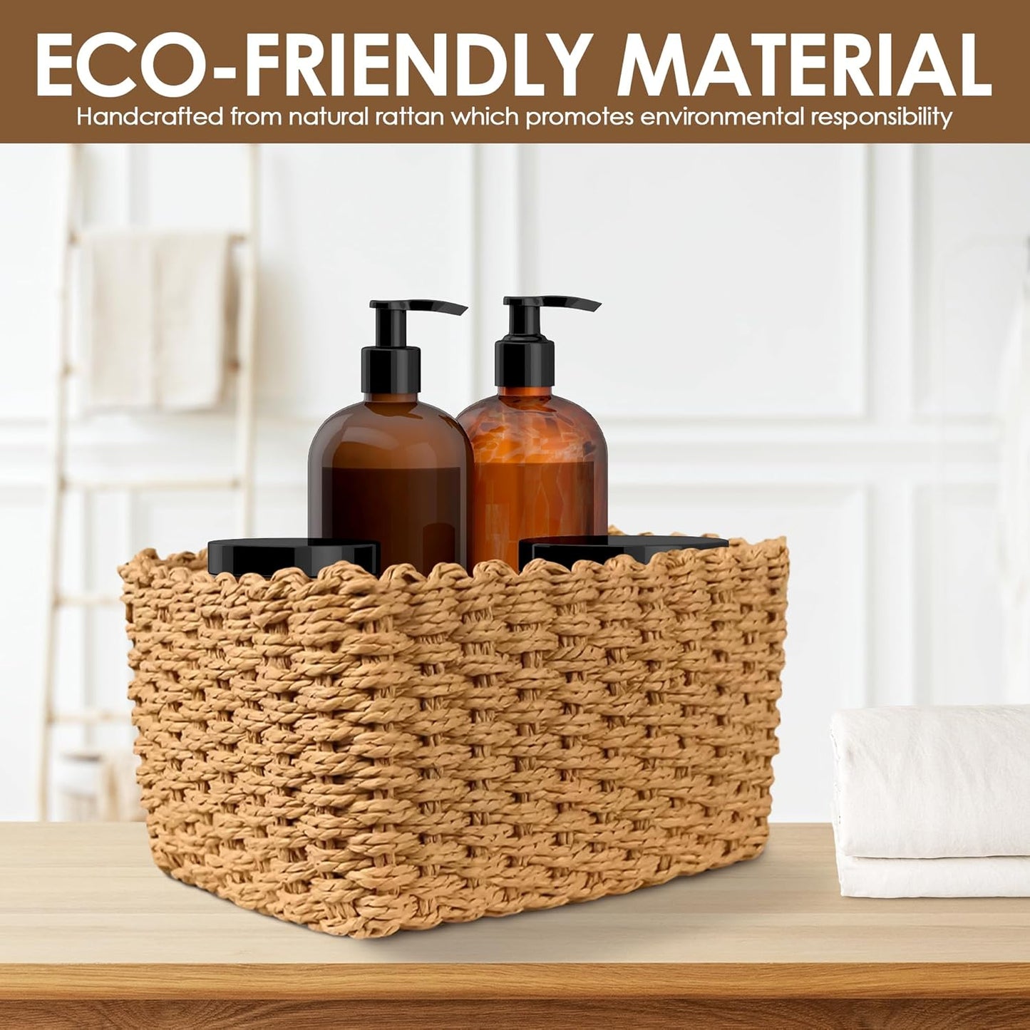 Wicker Storage Baskets For Organizing (Extra Small, Small and Medium), Brown