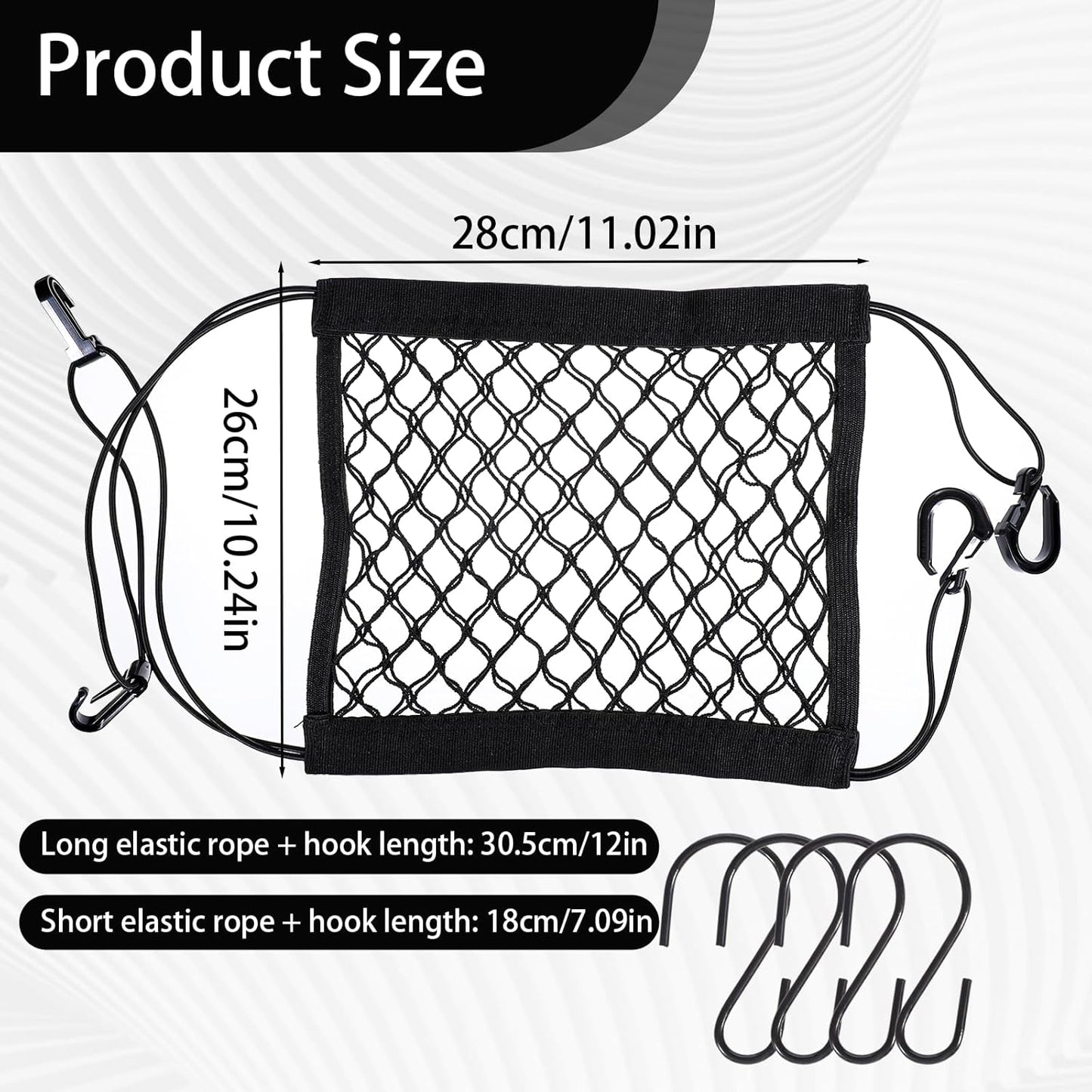 Easy Installed Motorcycle Helmet Storage, 10"X11" Upgrade Cargo Net, High Elastic Double Layer Bungee Net, Thicken Luggage Rack Expansion Organizer with 4 Metal Hooks for Motorbike Trike Cycle