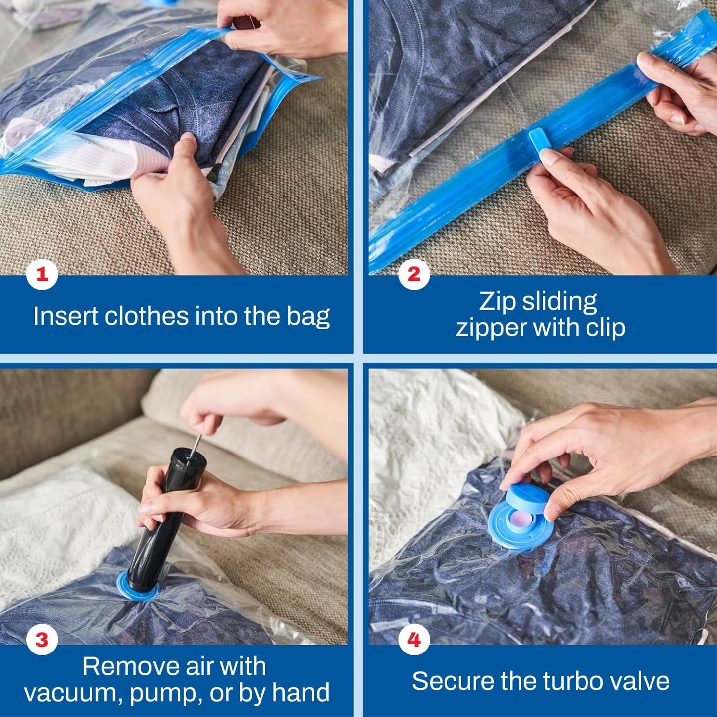 Spacesaver 8 Pack Jumbo Vacuum Storage Bags for Blankets & Clothes – Jumbo Vacuum Sealed Compression Bags with Hand Pump – Space Saver Storage Bags for Bedding, Moving, Travel & Organization