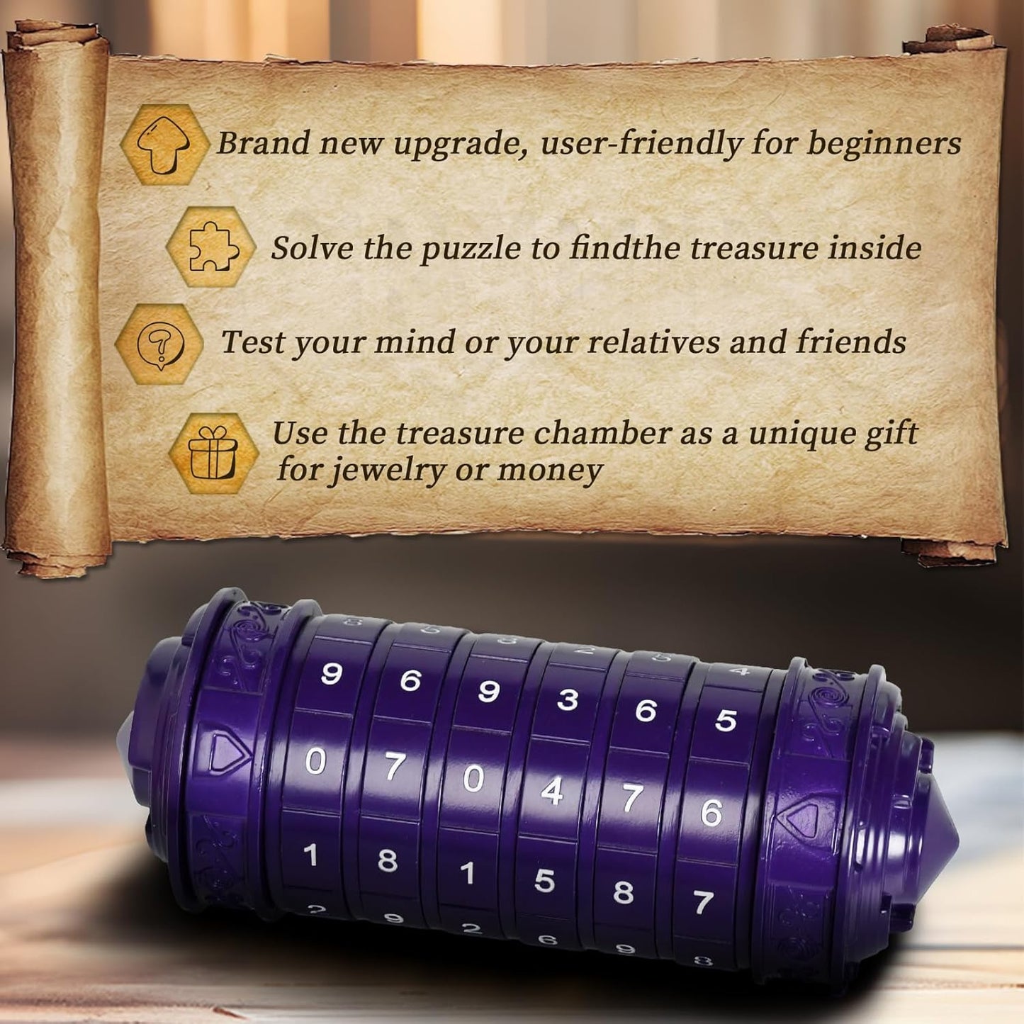 Da Vinci Code Numeric Cryptex Money Puzzle Box for Cash Gift, Jewelry Box with Hidden Compartment, Unique Puzzle Gift for Adults Brain Teaser Valentine’s Day Wedding & Anniversary Present
