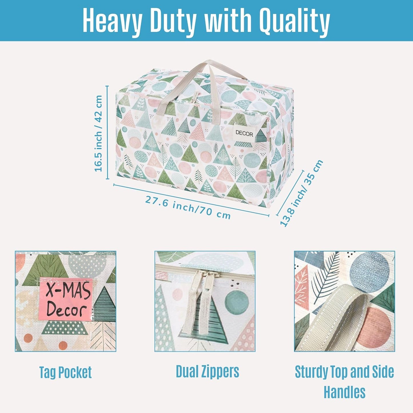 VENO 6 Pack Moving Bags and Large Christmas Decoration Storage Bins with lids. Alternative to Moving Boxes, Packing Supplies for College. Heavy Duty Totes (Pastel Forest, 6 Pack)