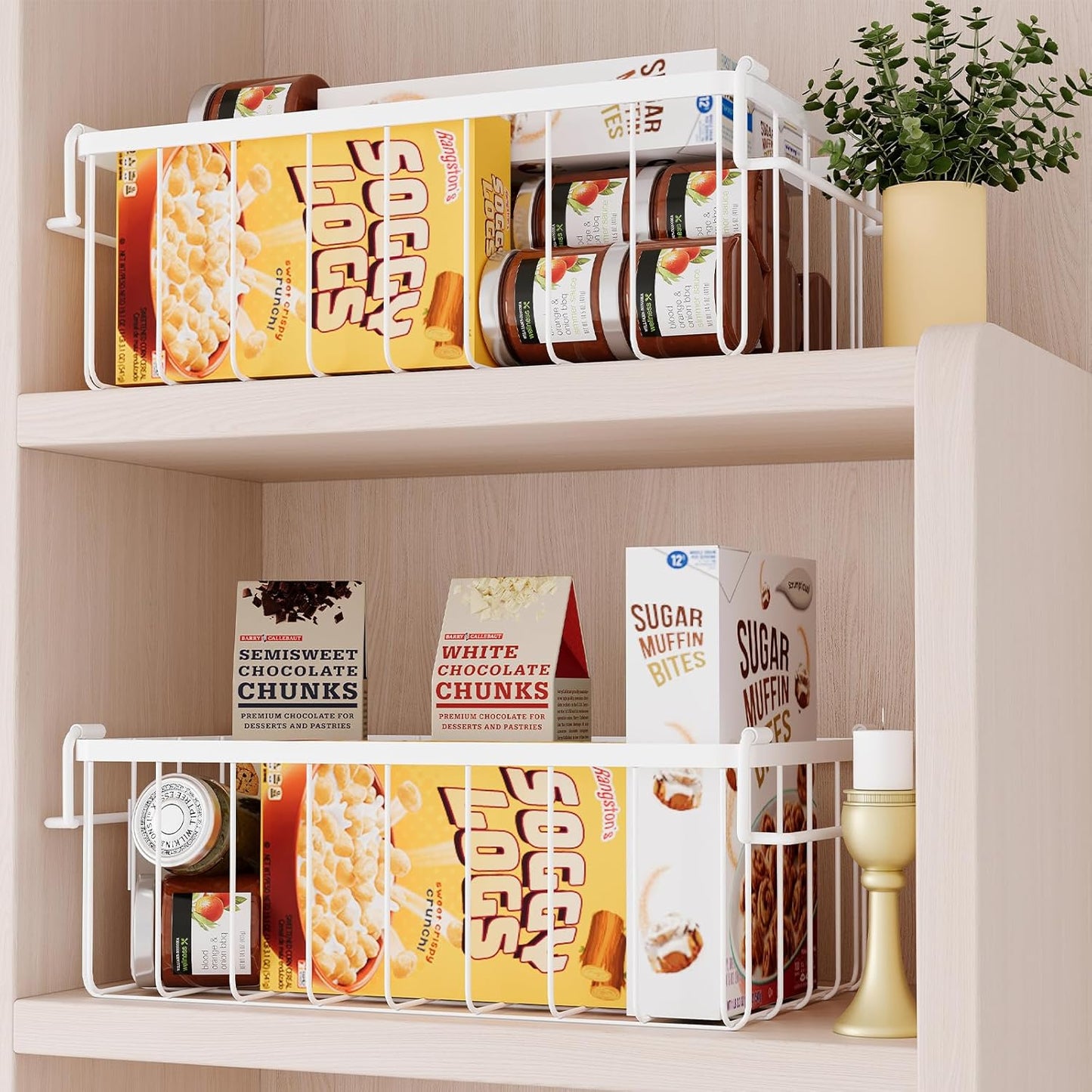 Chest Freezer Organizer Baskets With Tag, Stackable Freezer Organizer Bins for Most 7 Cu.FT Freezer Sort Frozen Meats, White, 4 Pack