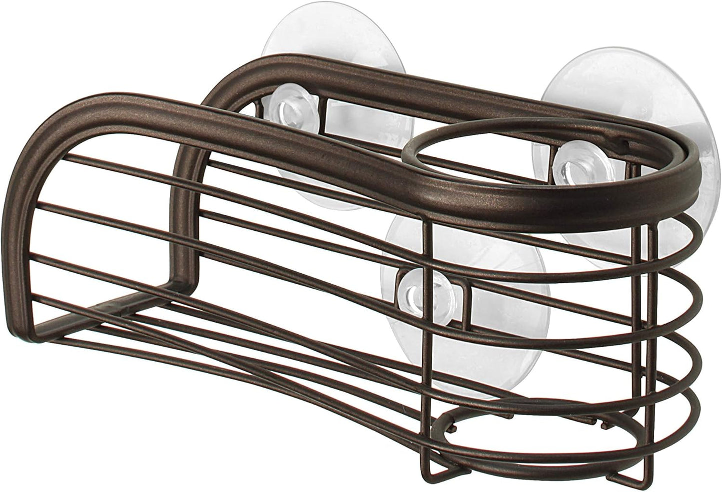 Spectrum Sink Sponge and Brush Holder with Suction Cups Ashley 2 in 1 Sink Caddy Bronze, No Rust Easy Mount Suction Cup Kitchen Sponge and Brush Holder Hanging Wire Cradle Promotes Quick Drying