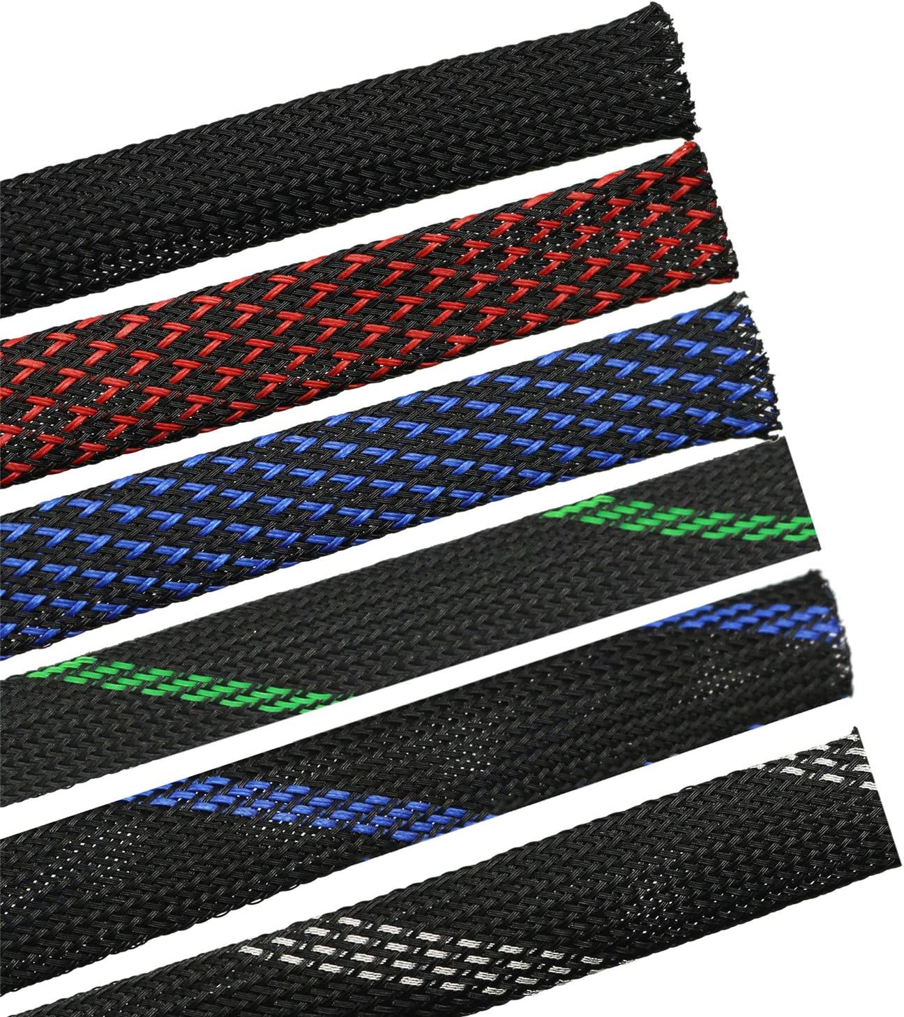 30ft PET Expandable Sleeving Wire Cable Sleeve (2/5" Red&Black 30ft)