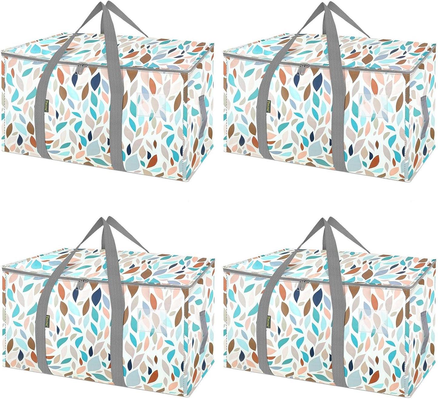 BALEINE 4-Pack Oversized Moving Bags with Reinforced Handles, Heavy-Duty Storage Tote for Clothes, Moving Supplies (Mosaic, 4-Pack)