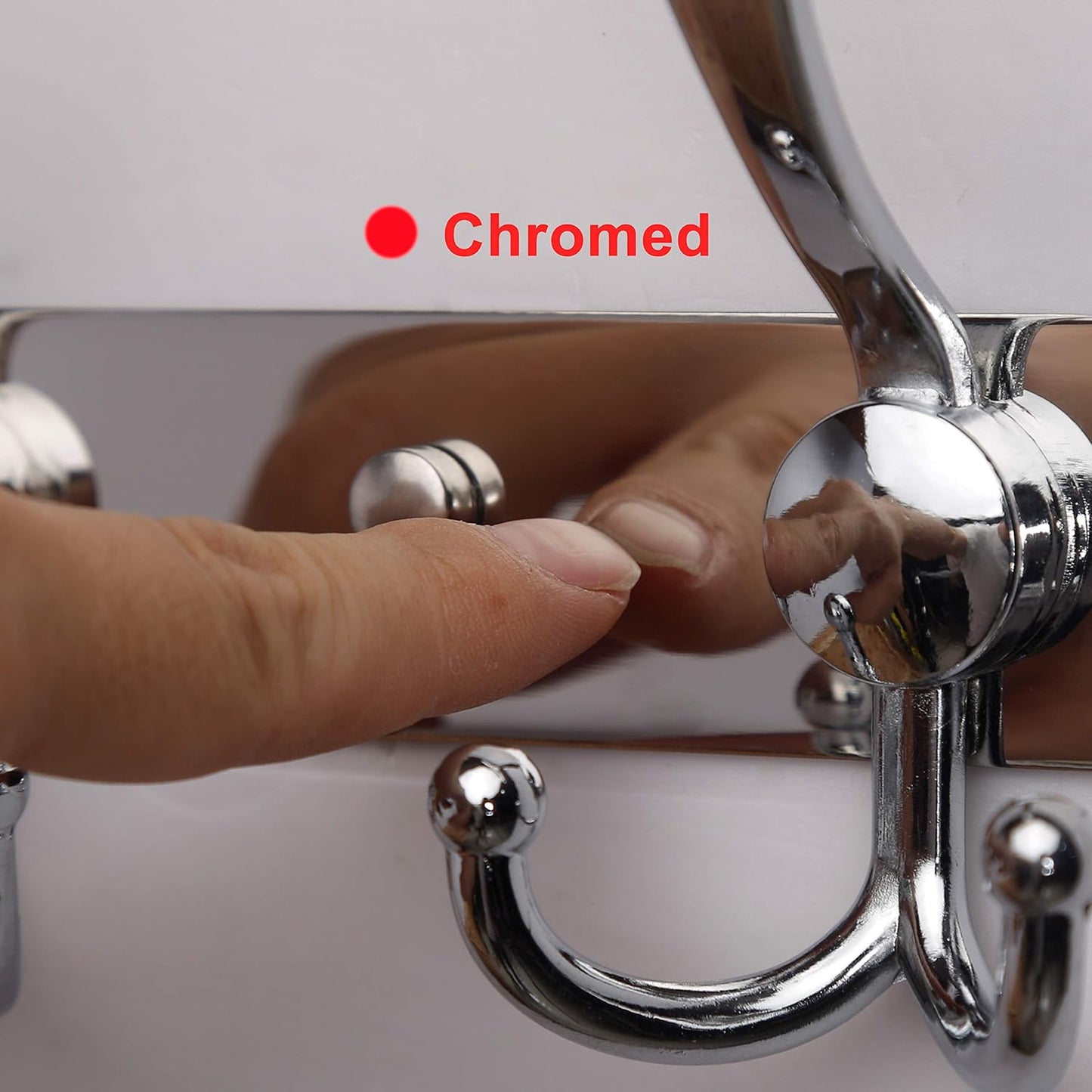 Dseap Coat Rack Wall Mount - 29.5” Long 8-Tri-Hooks Heavy Duty Coat Hanger Rail Wall Hooks for Hanging Coats Hats Clothing Clothes Purse Mudroom Entryway, Chromed