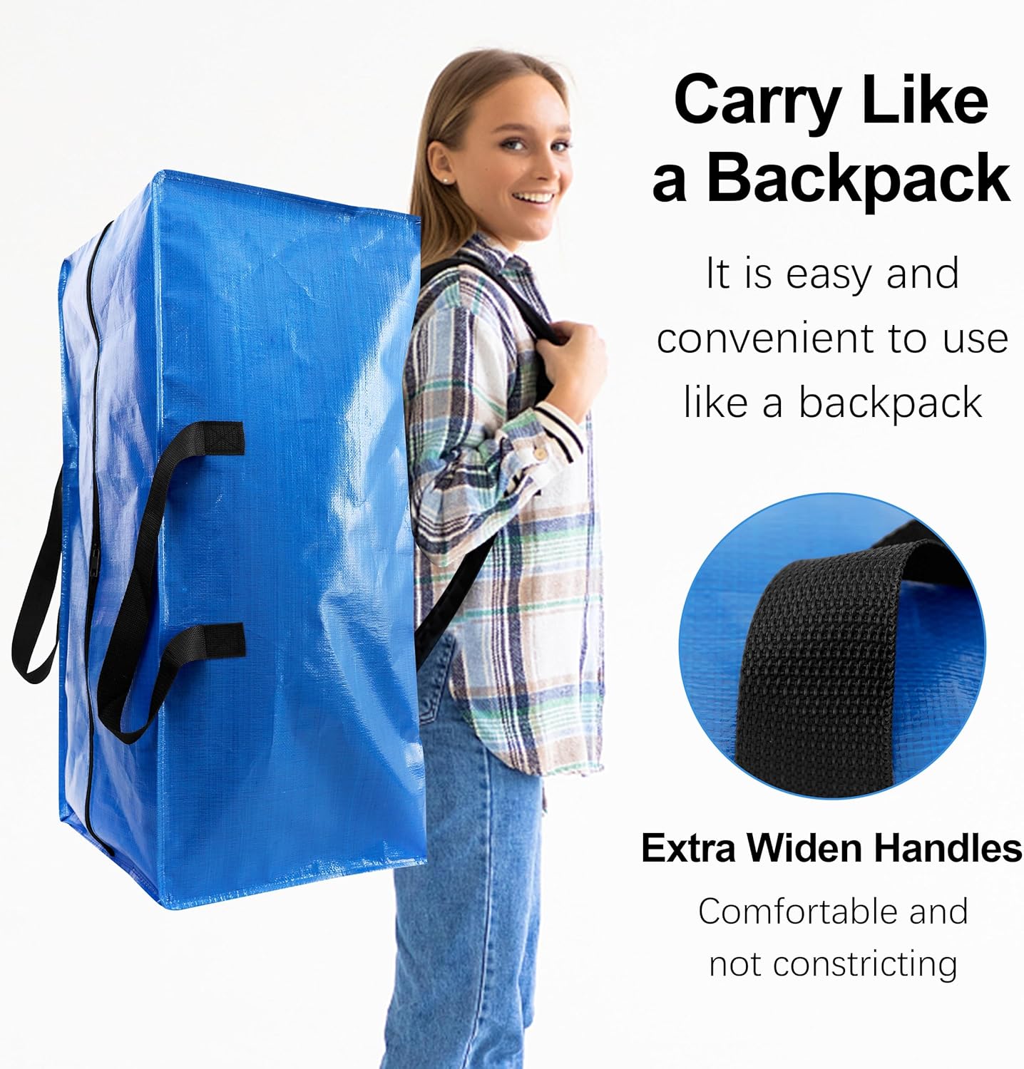 6 Pack Heavy Duty Extra Large Moving Bags W/Backpack Straps - Strong Handles & Zippers, Storage Totes For Space Saving, Fold Flat, Alternative to Box and Bin (40 gal, Multicolor)