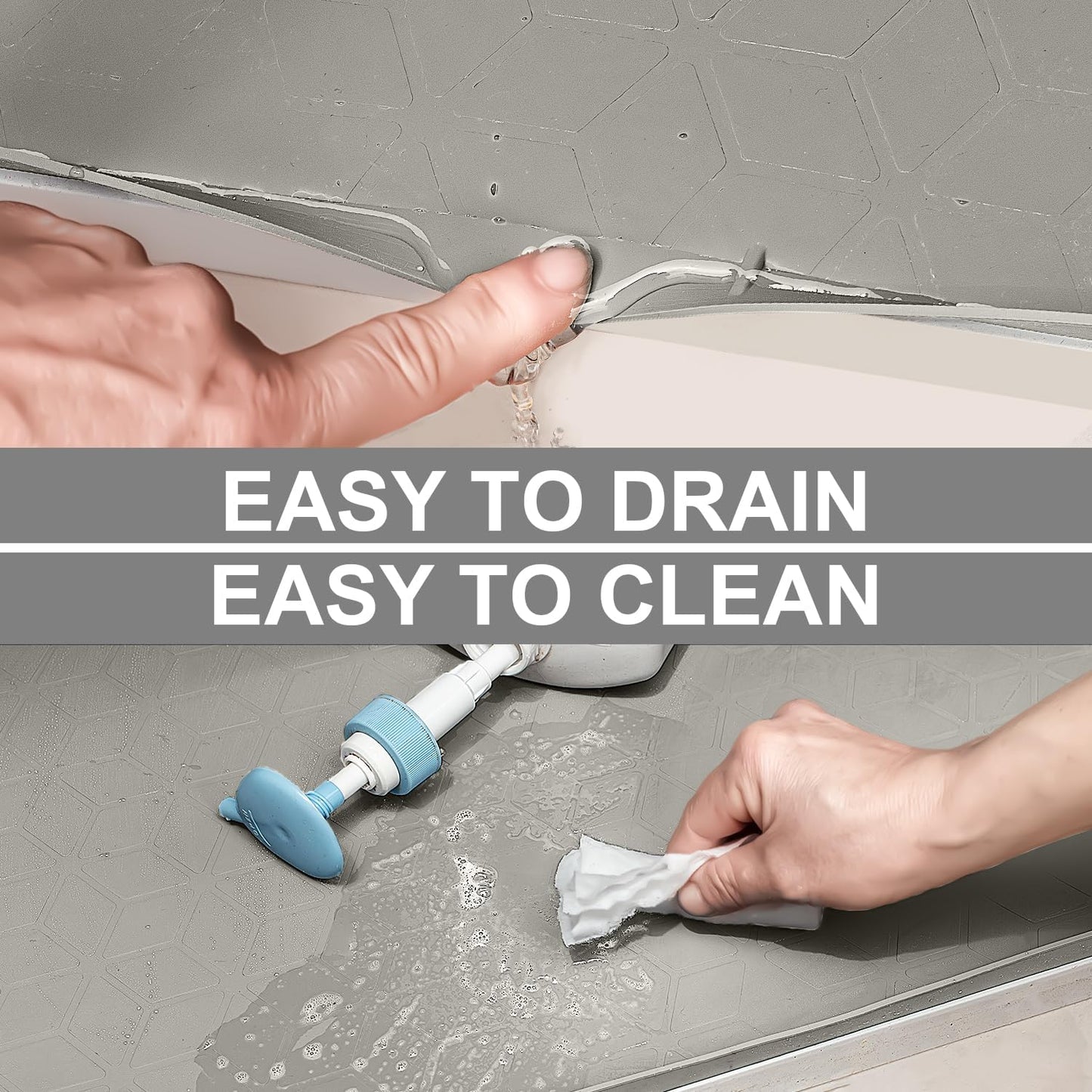 Under Sink Mat, 34" x 22" Waterproof Silicone Under Sink Tray for Kitchen & Laundry Cabinets, Kitchen Cabinet Shelf Protector, Up to 3.3 Gallons Liquid, Fits 36 inch Standard Cabinet(Grey)