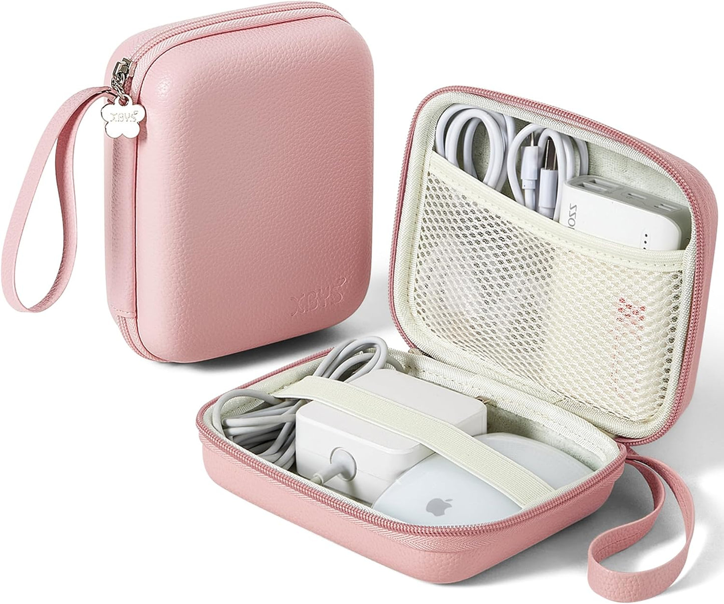 Charger Case for Macbook, Portable Tech Electronic Organizer Bag,Travel Storage Pouch for Laptop Accessories, MacBook Power Adapter, Charging Cords, USB Drives, Power Bank (Pink, L)