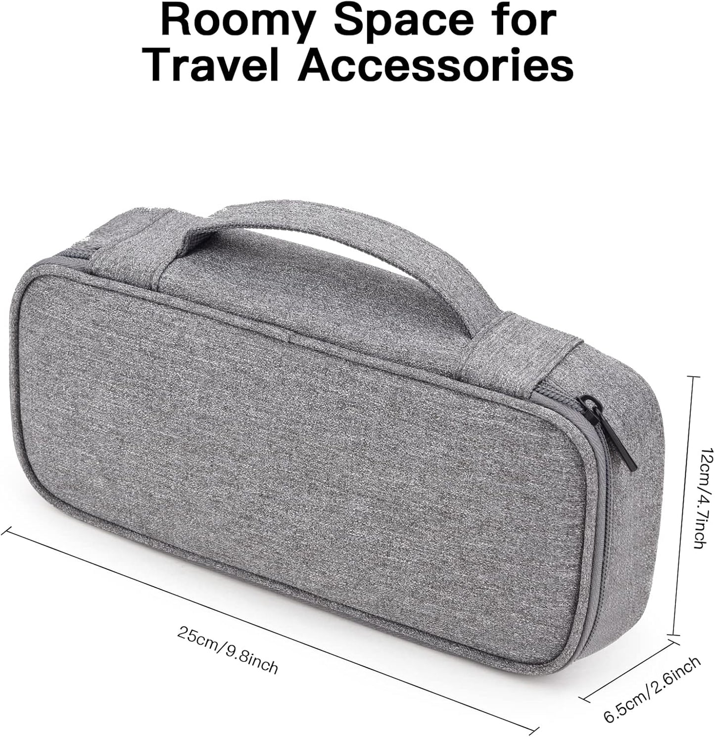 Tech Organizer Travel Case, Electronics Carrying Pouch Bag for Cable, Charger & Cords, External Power Bank, Portable Hard Drive (Dark Grey)