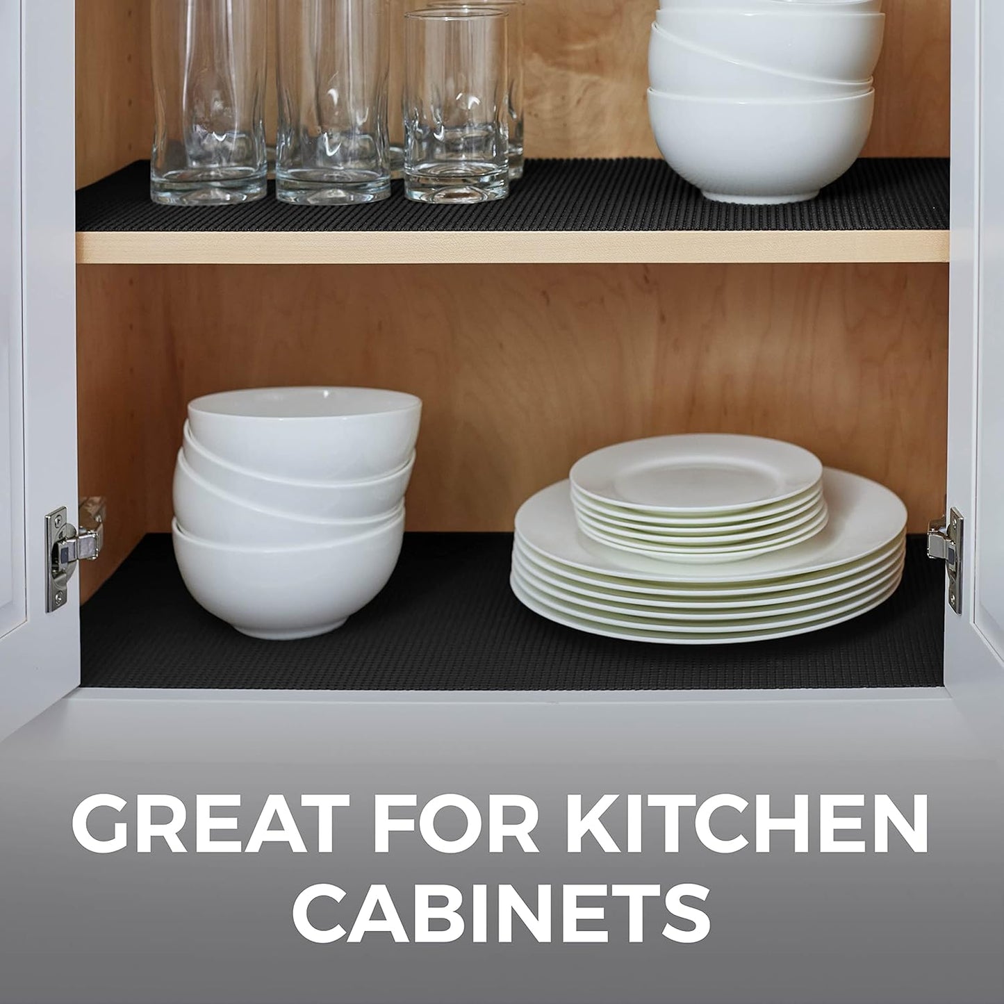 HOME GENIE Shelf Drawer and Cabinet Liner, Durable with Strong Grip, 17.5 in x 20 FT, Non Adhesive Liners Protect Kitchen Cabinets and Cupboard, Bathroom Drawers and Shelves, Desks, Pitch Black