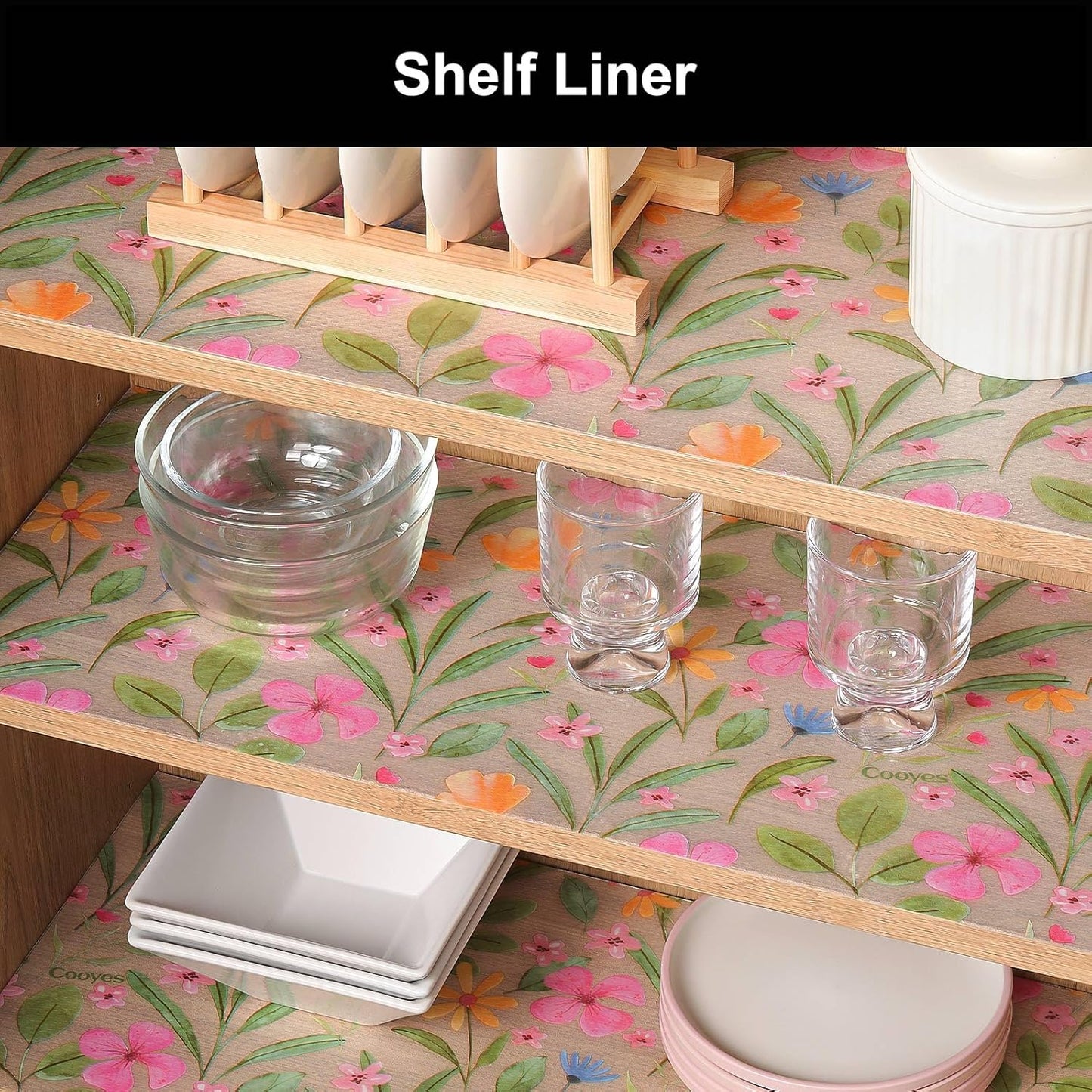 Cooyes Shelf Liner – Premium Non-Adhesive Cabinet & Drawer Liner for Kitchen – Waterproof Shelf Paper with Modern Pattern – Durable EVA Cabinet Mat – Easy to Cut （11.8" W x 118" L）