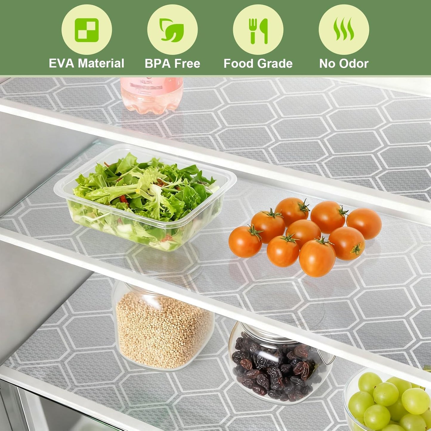 Shelf Liner, Refragerator Drawer Liners for Kitchen Cabinets, Waterproof Bathroom Sink Mat No Slip Cupboard Liners Non Adhesive Fridge Liner Roll - Clear 17.5"×118"