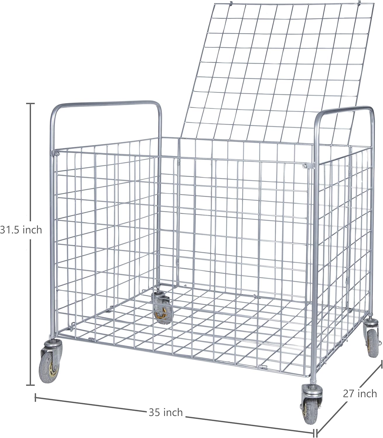 MyGift Professional Gym Metal Multi Sports Ball Storage Cart with Jumbo Industrial Wheels, Commercial Grade Portable Equipment Locker Cage for Basketball, Football, Soccer, Volleyball