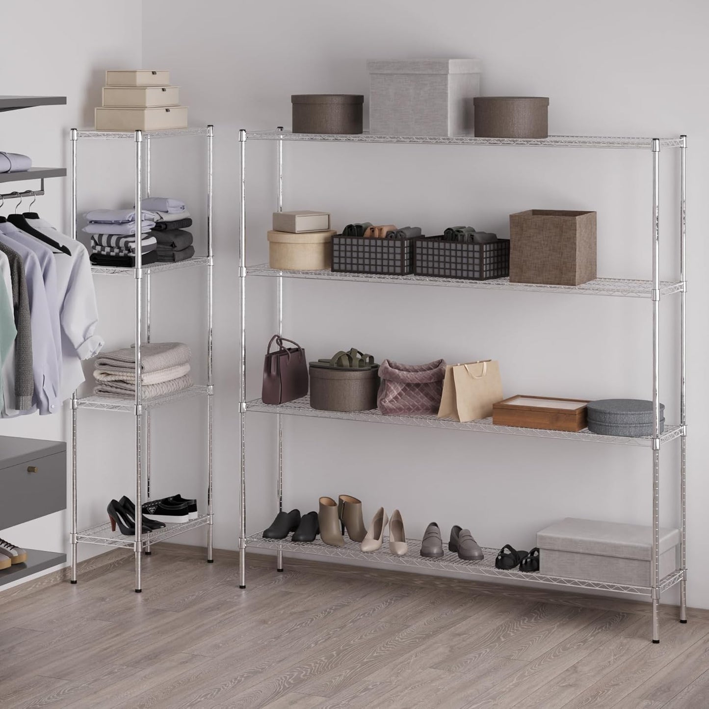 14" Deep x 72" Wide x 74" Height Wire Shelving Kit | 4-Tier | NSF Commercial Storage Rack Unit