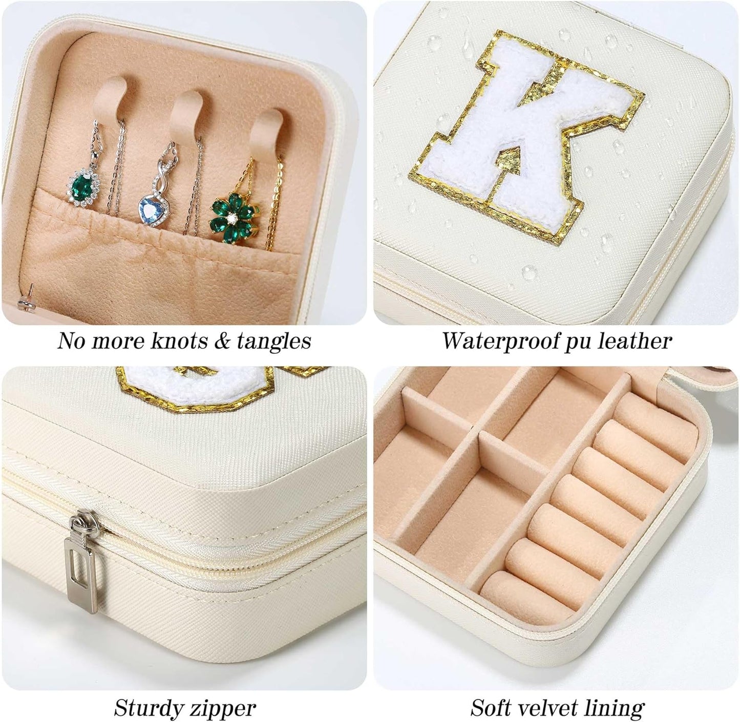 Parima Small Jewelry Box for Girls, Initial Jewelry Boxes for Girls | Small Jewelry Organizer | Travel Jewelry Case -Initial R-White