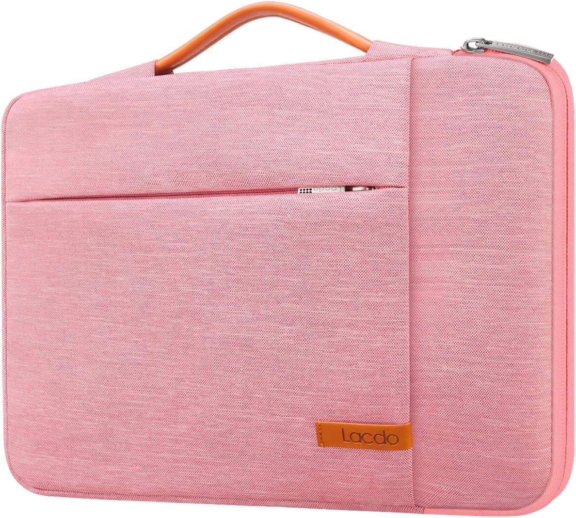 Lacdo 360° Protective Laptop Sleeve Case for 16 inch New MacBook Pro M4/M3/M2/M1 Pro/Max A3403 A3186 A2991 A2780 A2485 A2141 2024-2019, 15 inch Surface Laptop 7th Copilot+PC/6/5/4/3 Computer Bag,Peach