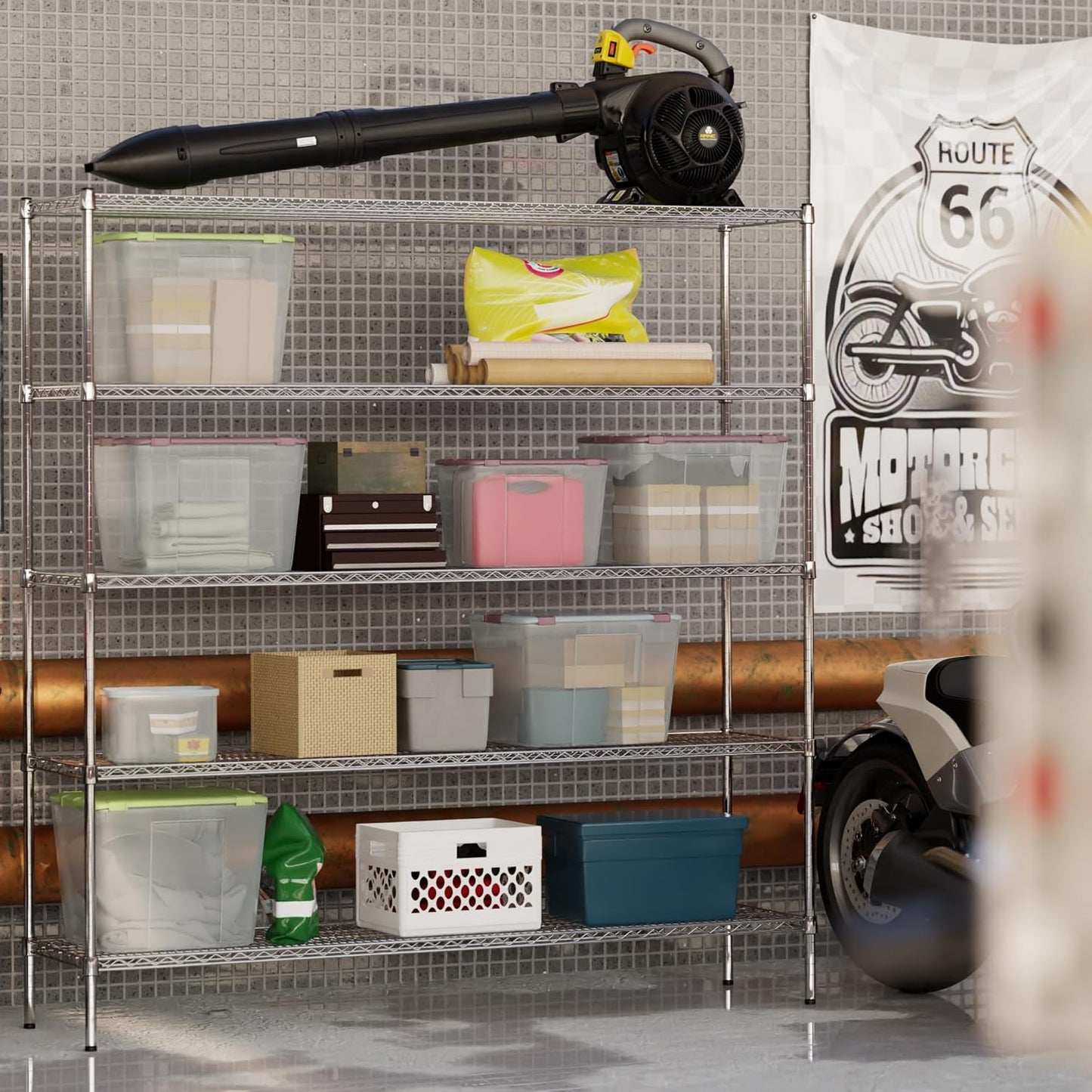 18" Deep x 72" Wide x 74" Height Wire Shelving Kit | 5-Tier | NSF Commercial Storage Rack Unit