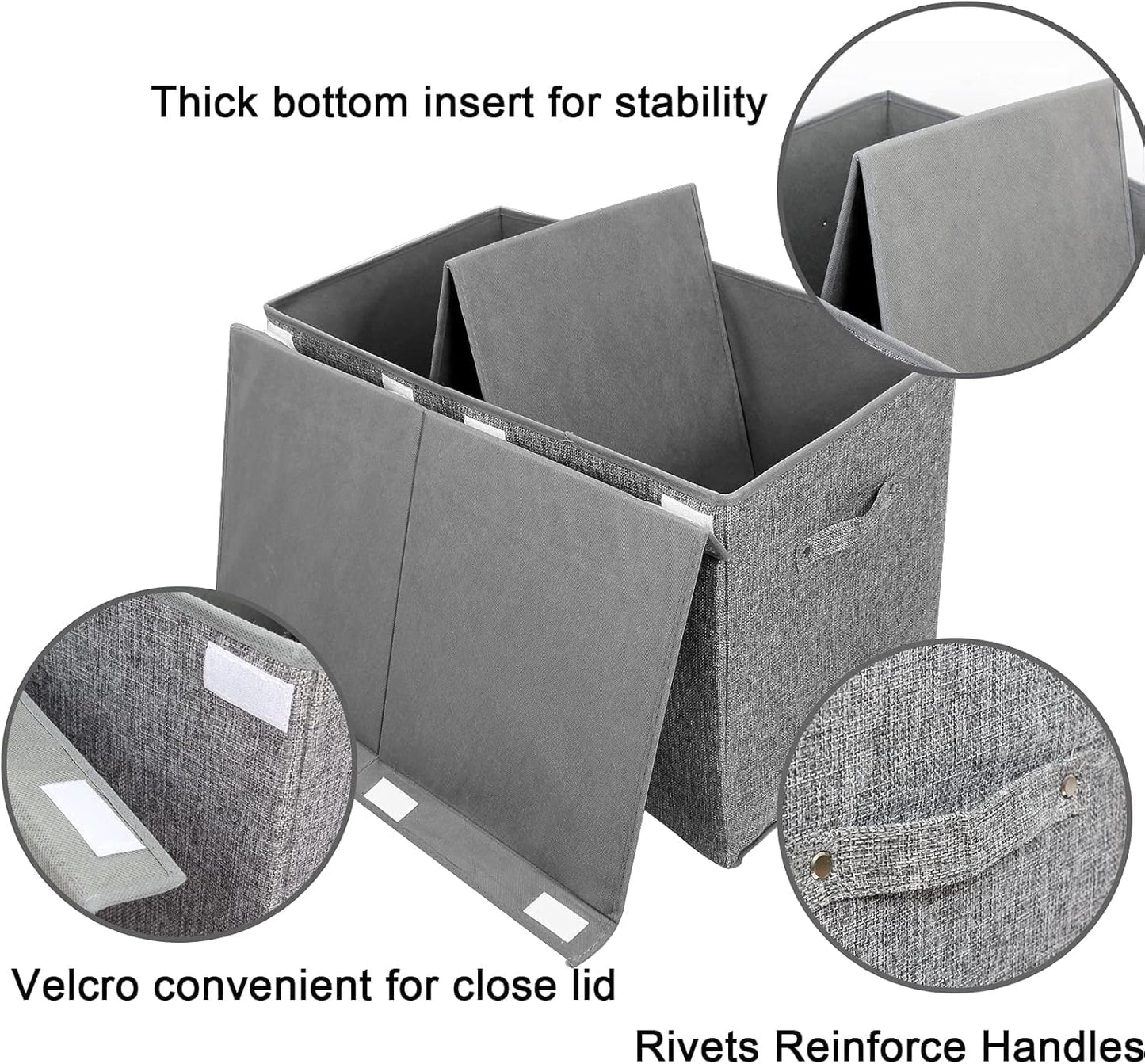 popoly 2 Pack Large Toy Box Chest with Lid, Collapsible Sturdy Toy Storage Organizer Boxes Bins Baskets for Kids, Boys, Girls, Nursery, Playroom, 25"x13" x16" (Linen Gray)